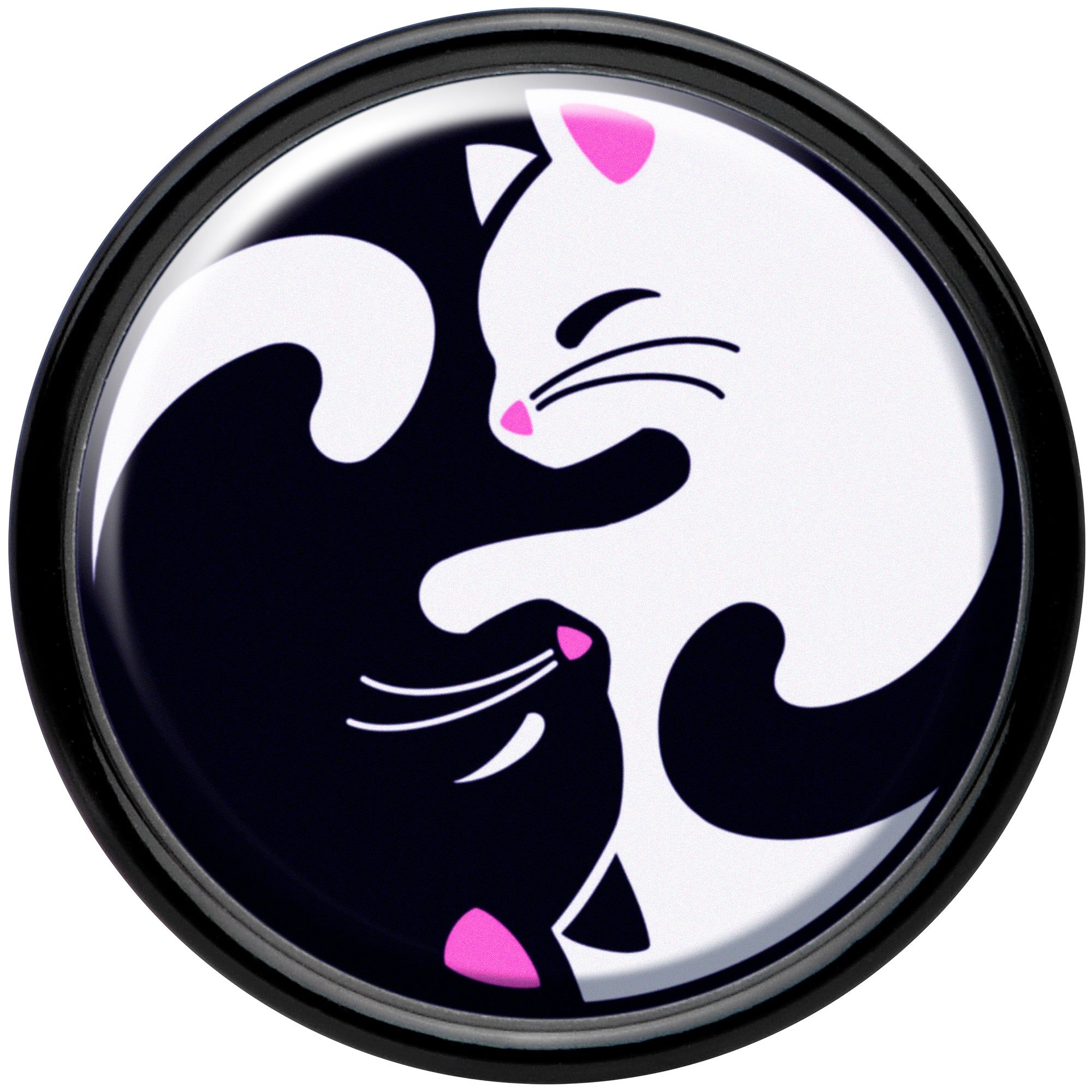 Black Acrylic Cute Kitty Cat Yin Yang Double Flare Plug Set