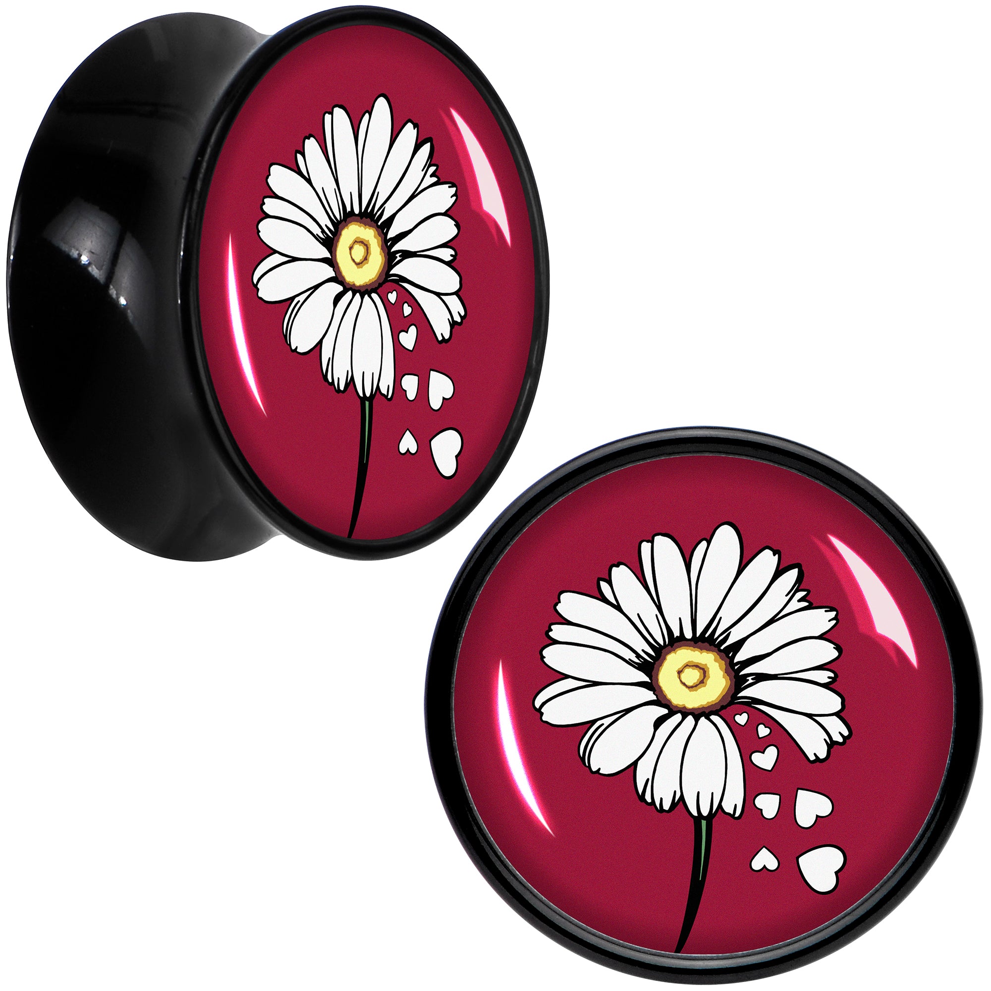 Love Me Not Flower Black Acrylic Saddle Plug Set