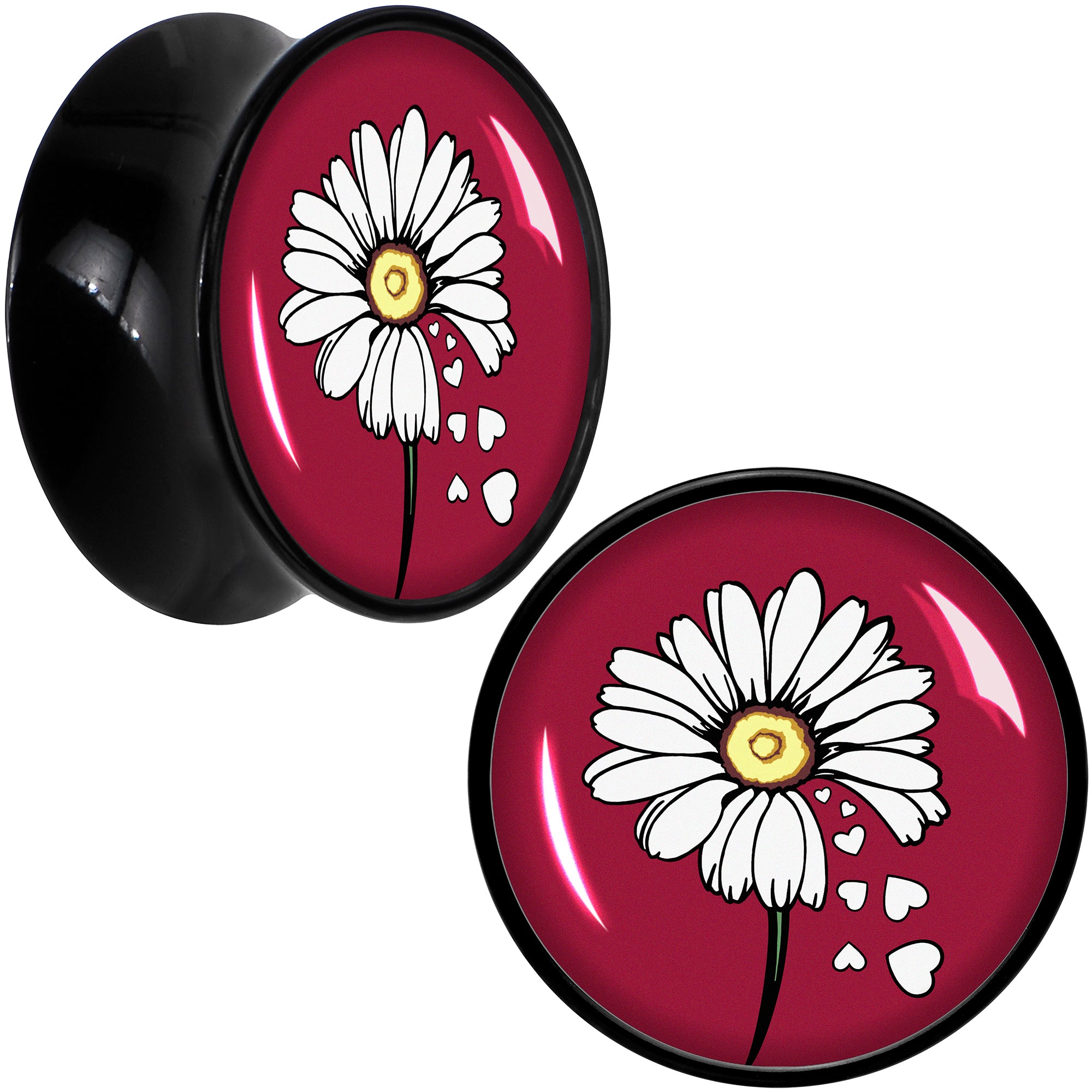 Love Me Not Flower Black Acrylic Saddle Plug Set