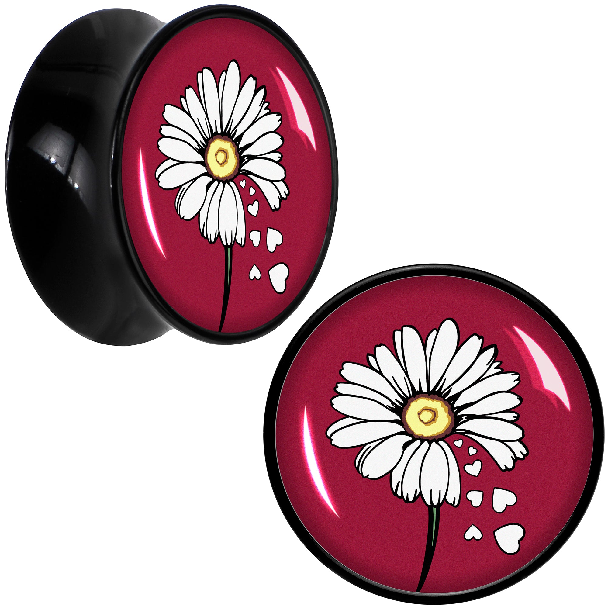 Love Me Not Flower Black Acrylic Saddle Plug Set