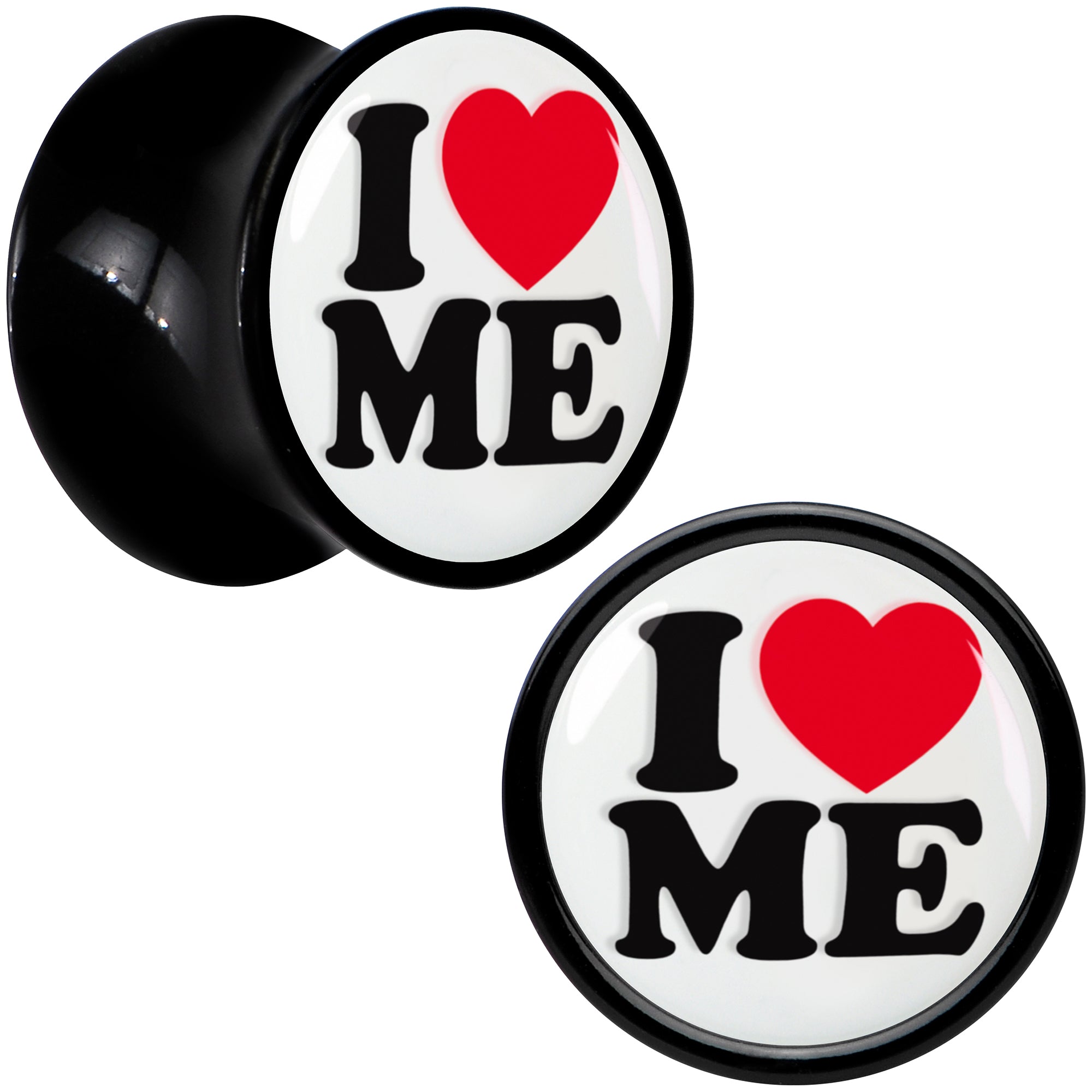 Black Acrylic I Love Me Double Flare Plug Set