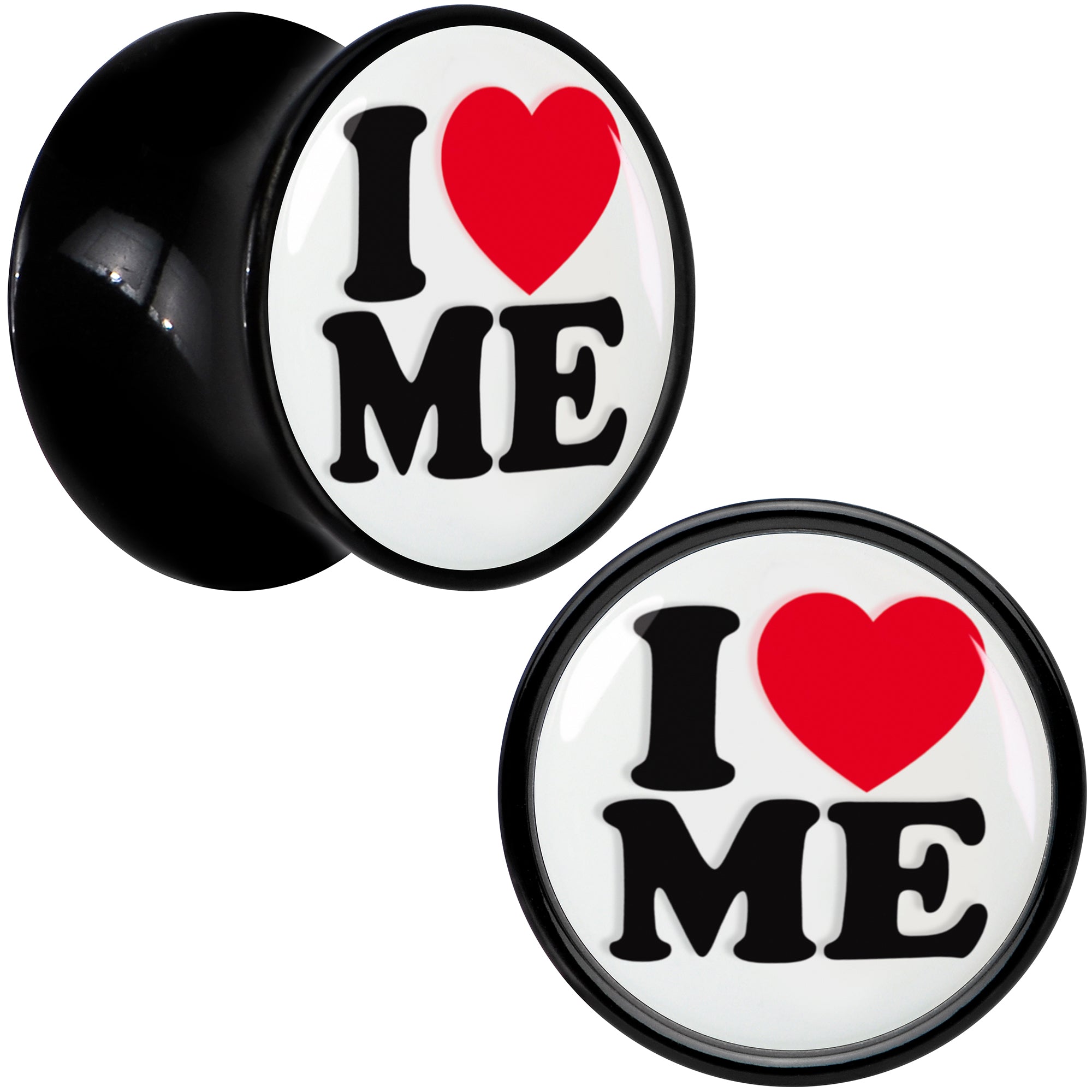 Black Acrylic I Love Me Double Flare Plug Set