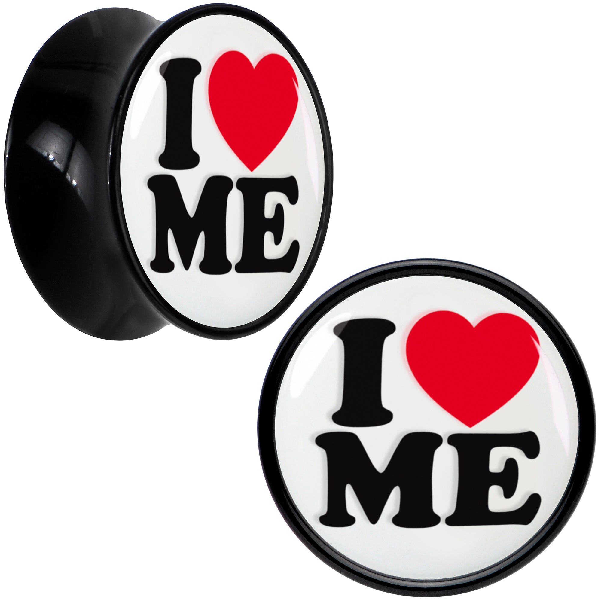 Black Acrylic I Love Me Double Flare Plug Set