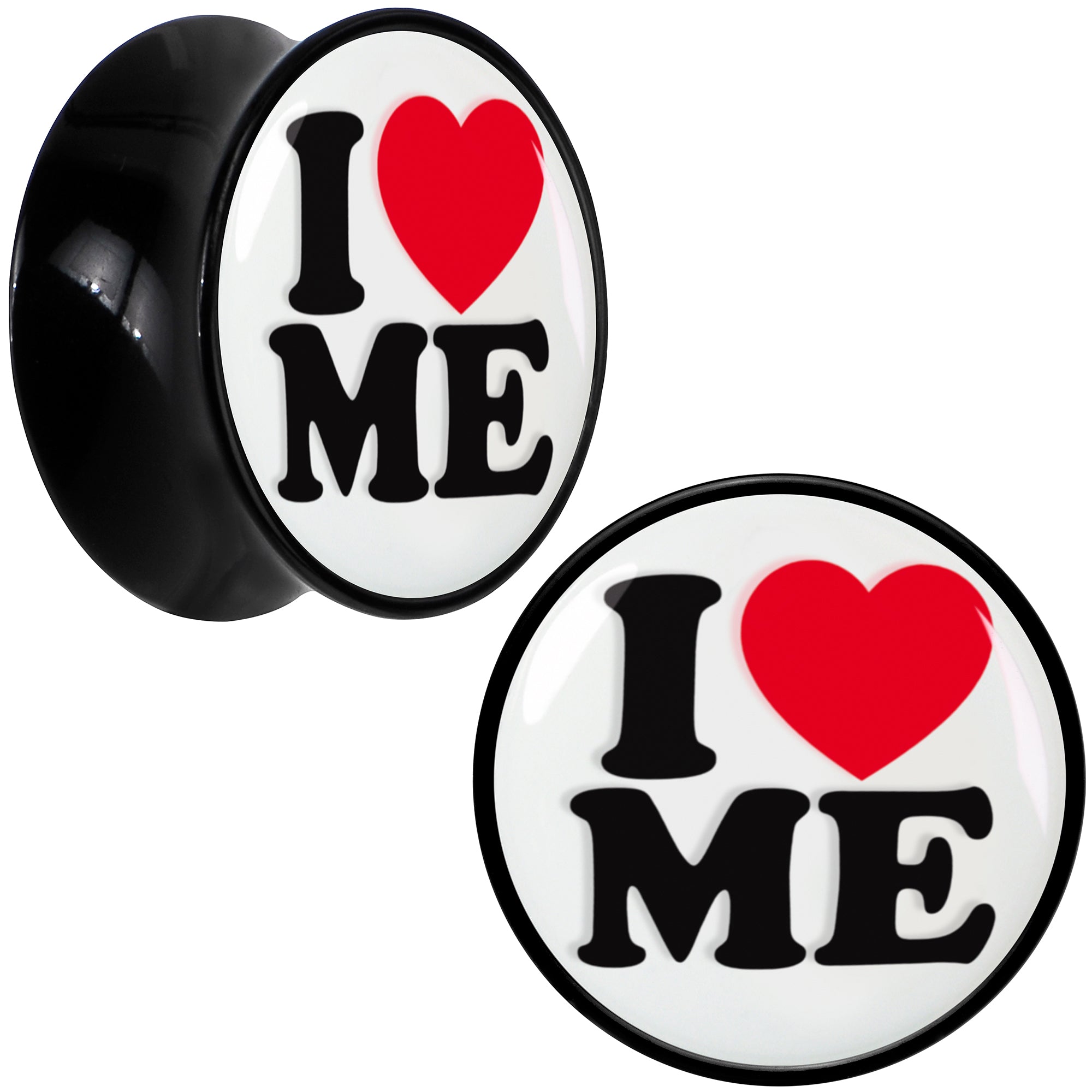 Black Acrylic I Love Me Double Flare Plug Set