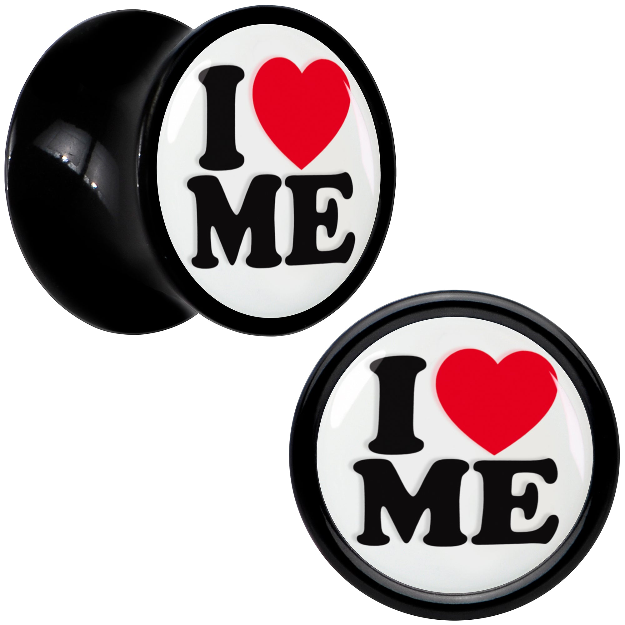 Black Acrylic I Love Me Double Flare Plug Set