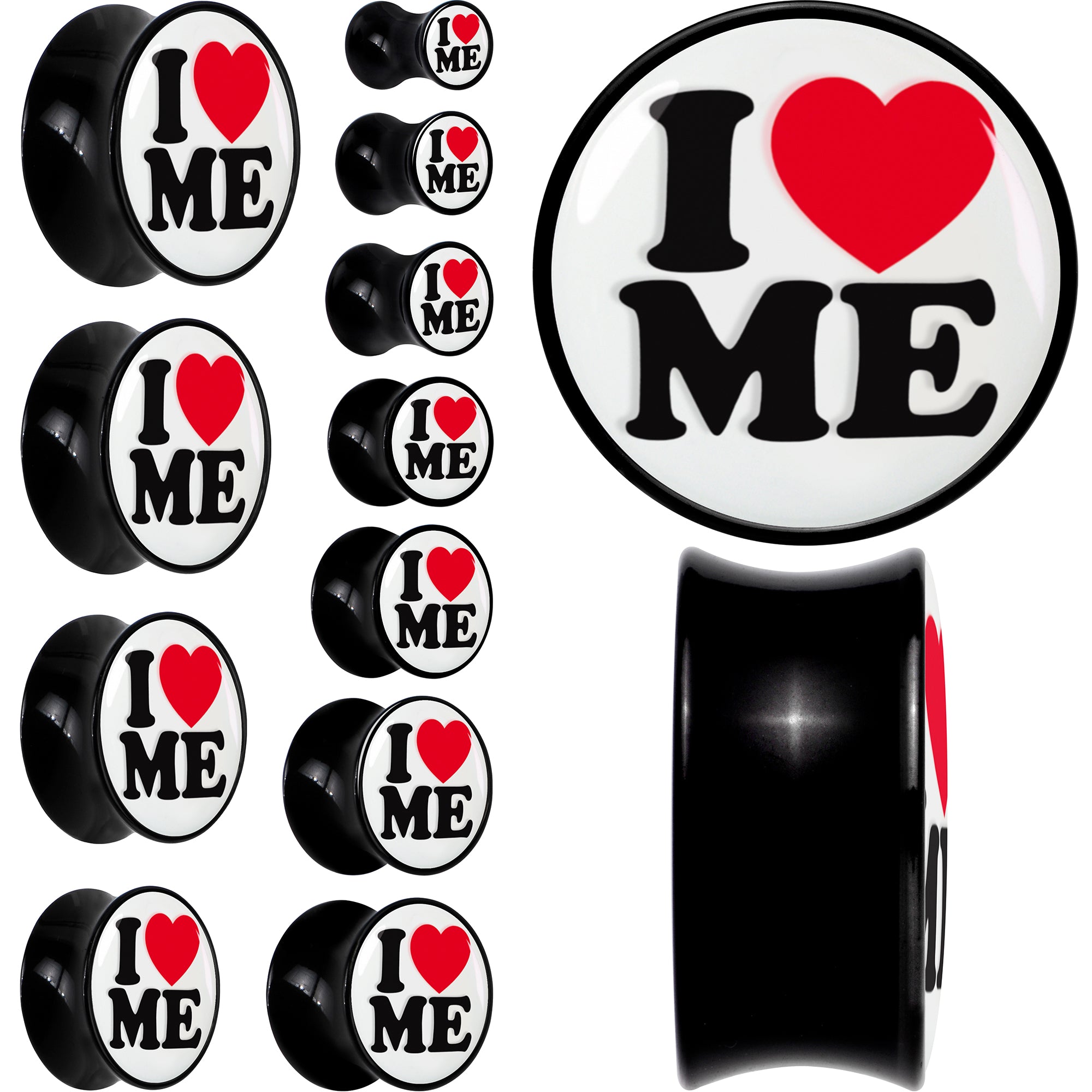 Black Acrylic I Love Me Double Flare Plug Set