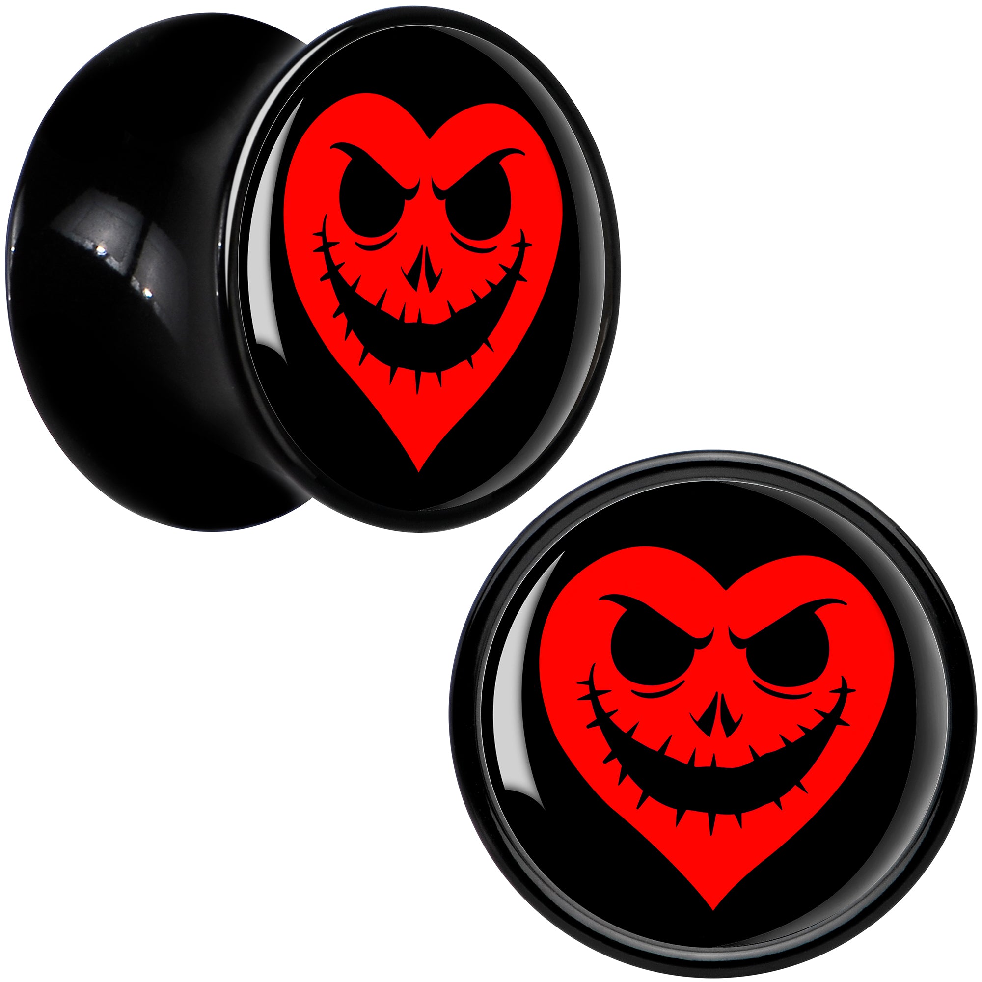 Valentine Jack O Heart Black Acrylic Saddle Plug Set