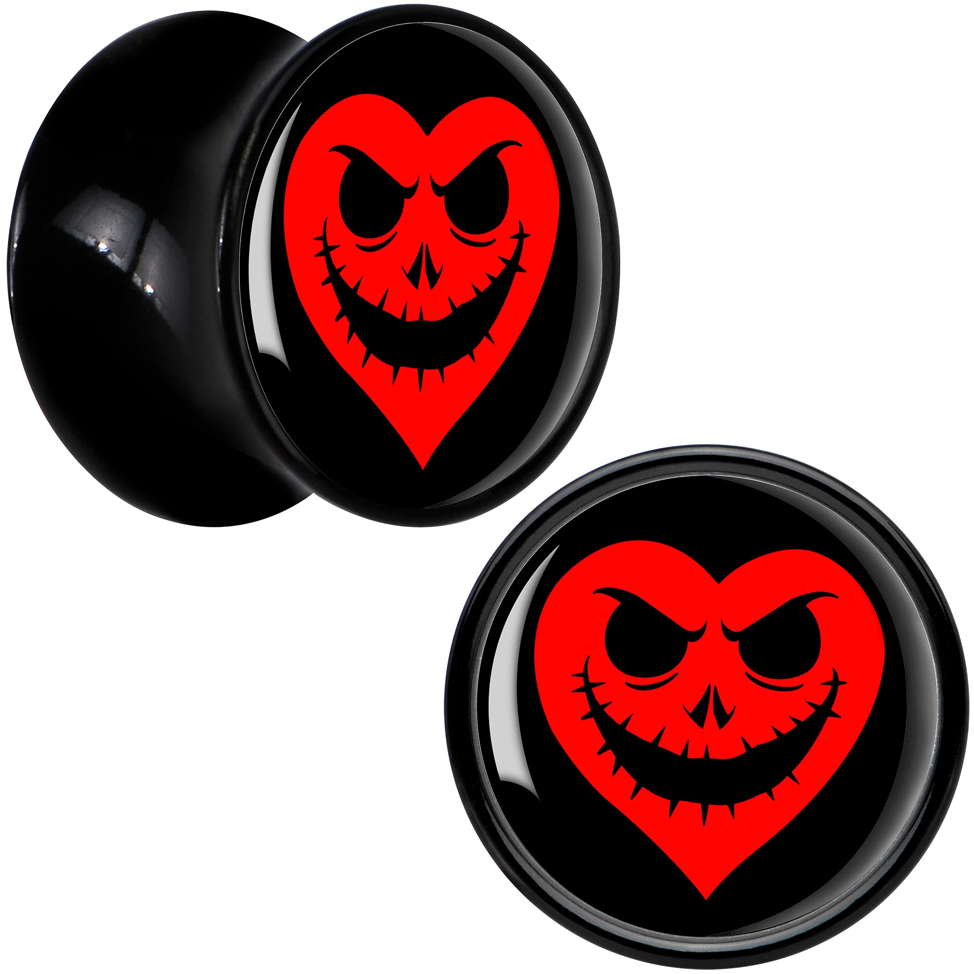 Valentine Jack O Heart Black Acrylic Saddle Plug Set