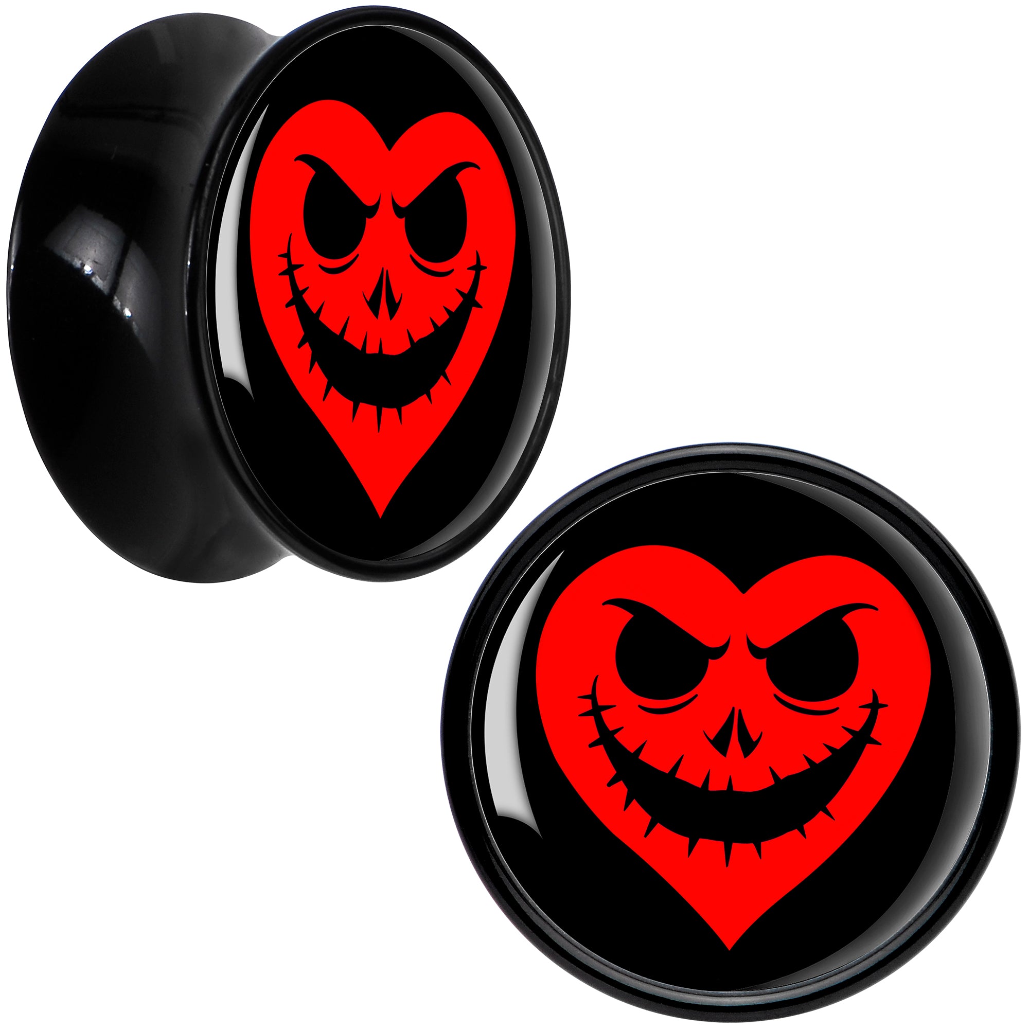 Valentine Jack O Heart Black Acrylic Saddle Plug Set