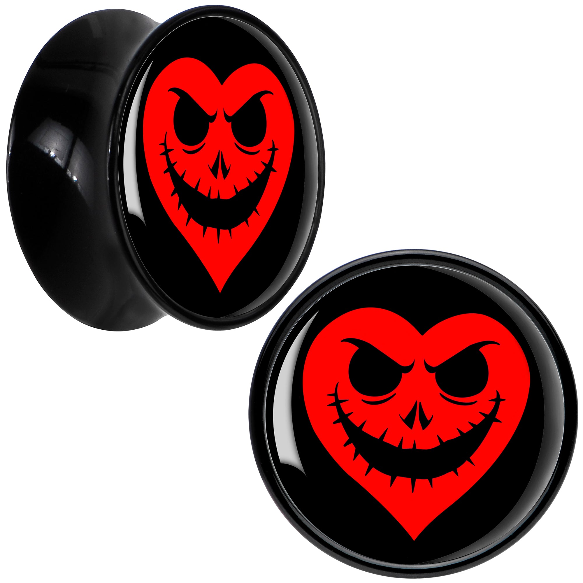 Valentine Jack O Heart Black Acrylic Saddle Plug Set