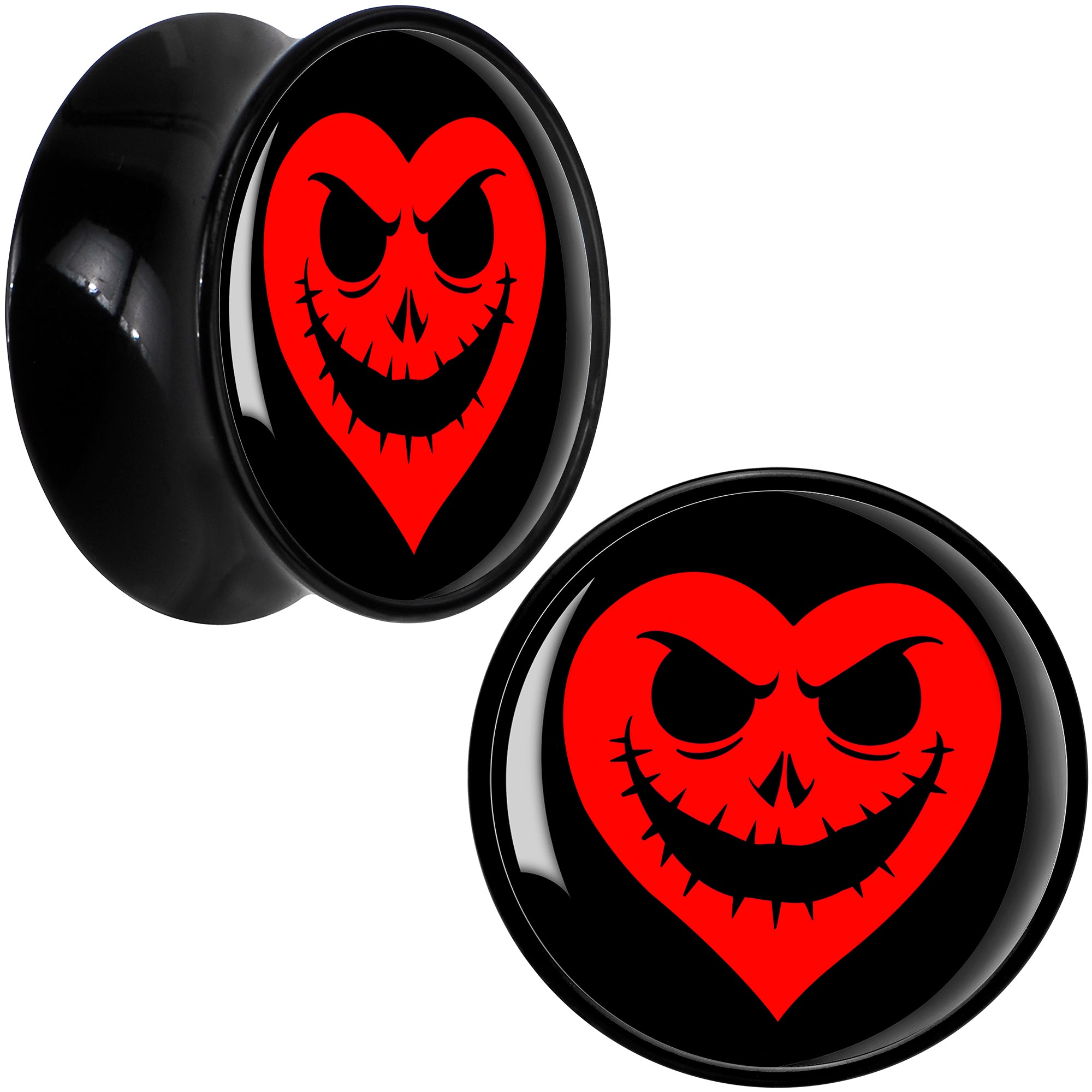 Valentine Jack O Heart Black Acrylic Saddle Plug Set