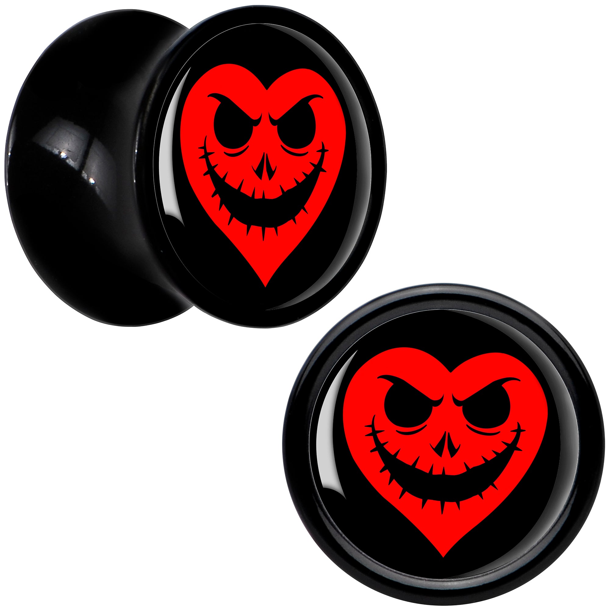 Valentine Jack O Heart Black Acrylic Saddle Plug Set