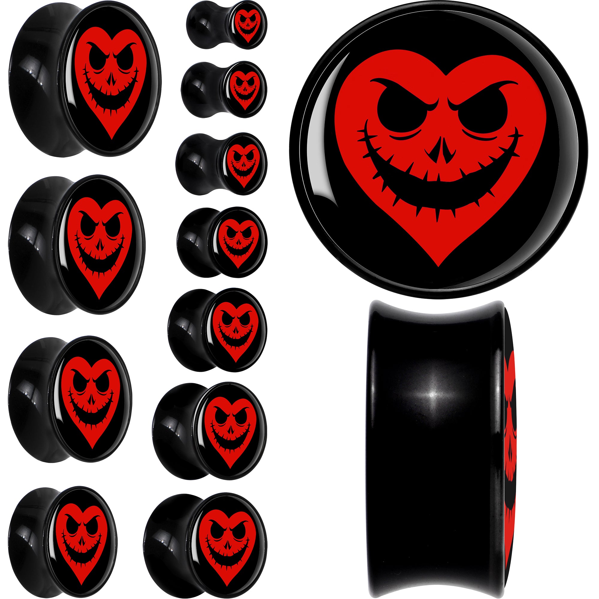 Valentine Jack O Heart Black Acrylic Saddle Plug Set