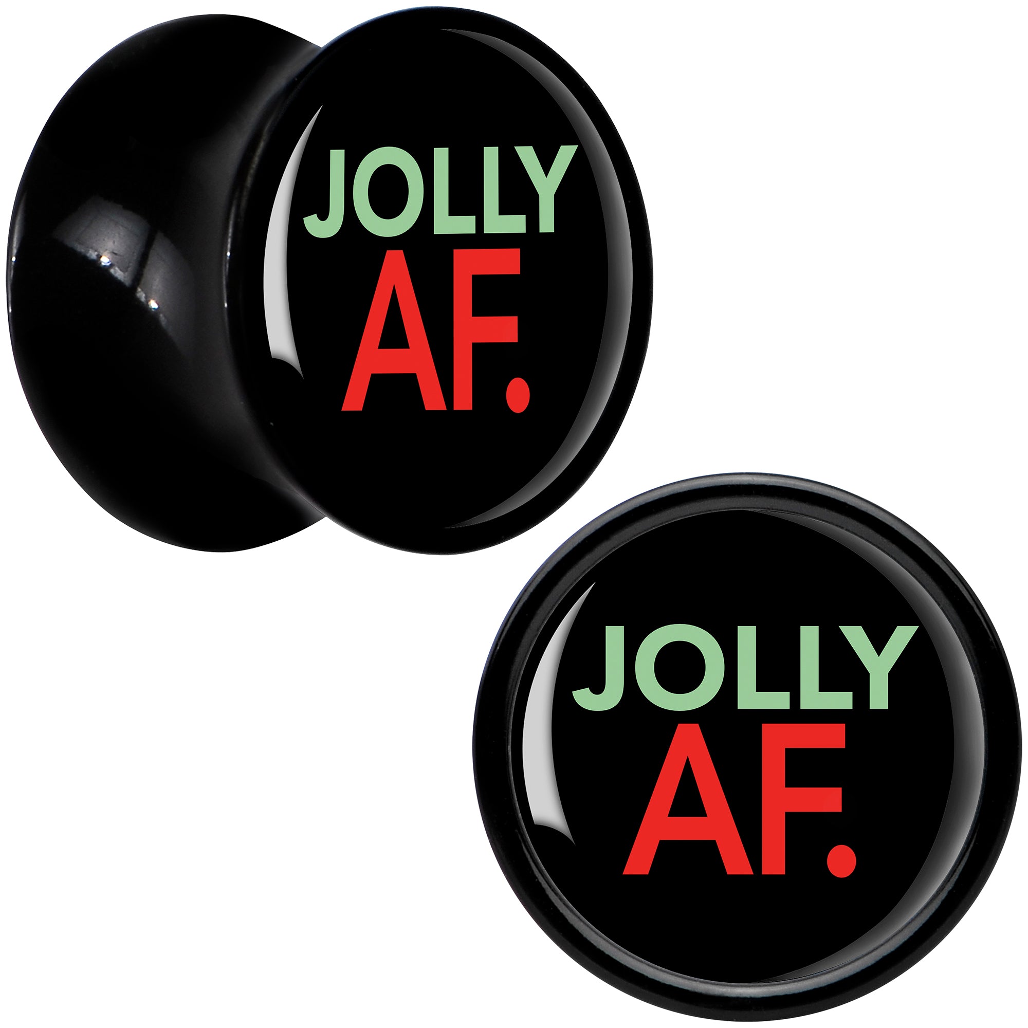 Jolly AF Festive Holiday Christmas Acrylic Saddle Plug Set