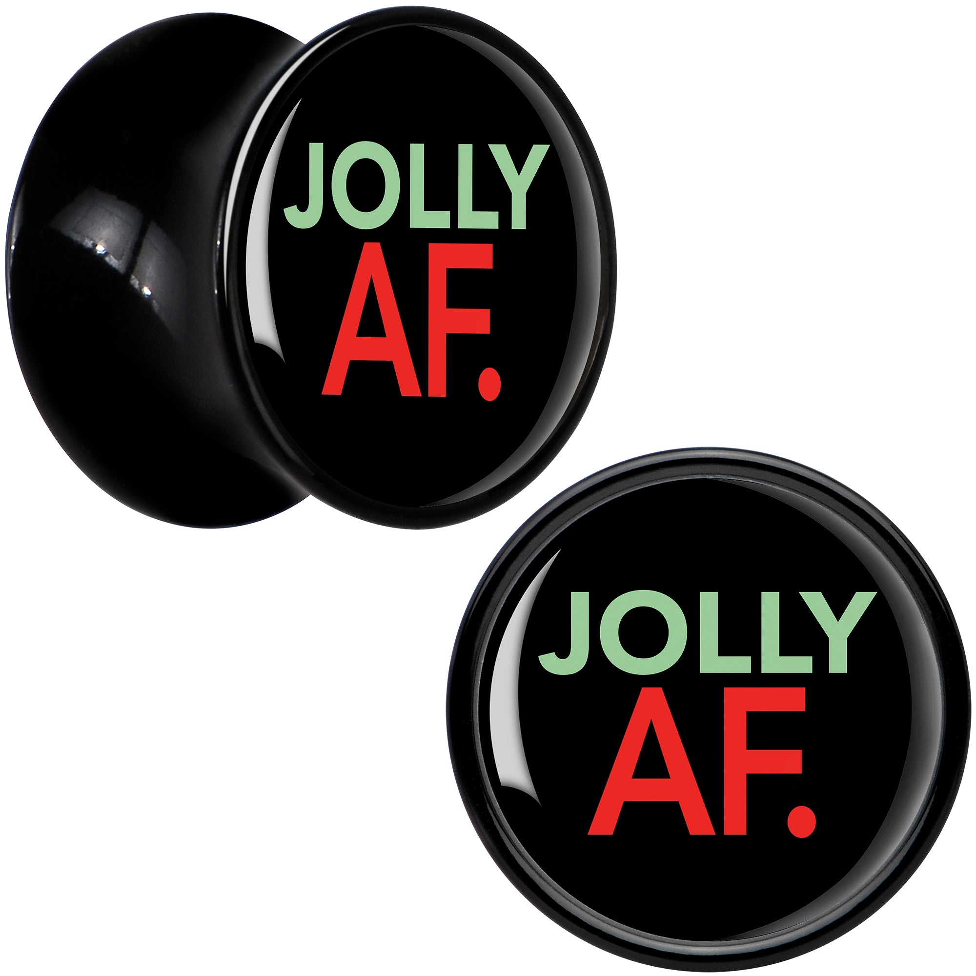 Jolly AF Festive Holiday Christmas Acrylic Saddle Plug Set