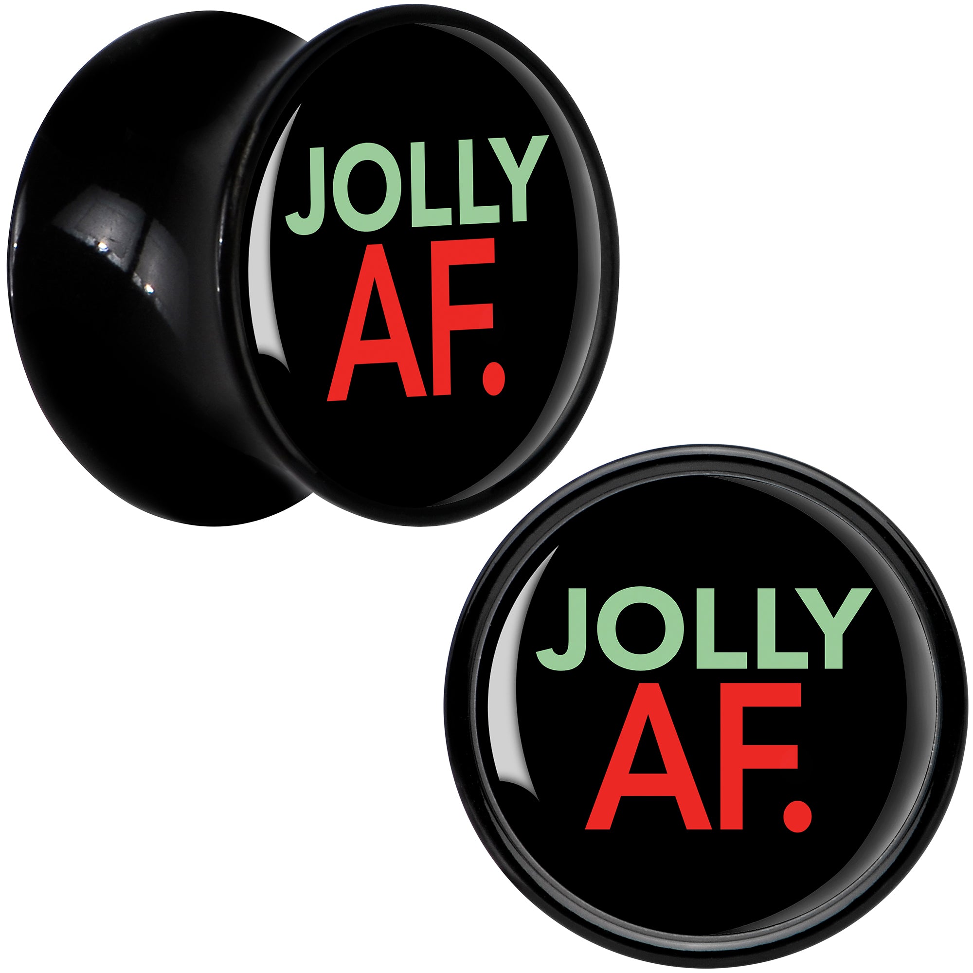 Jolly AF Festive Holiday Christmas Acrylic Saddle Plug Set