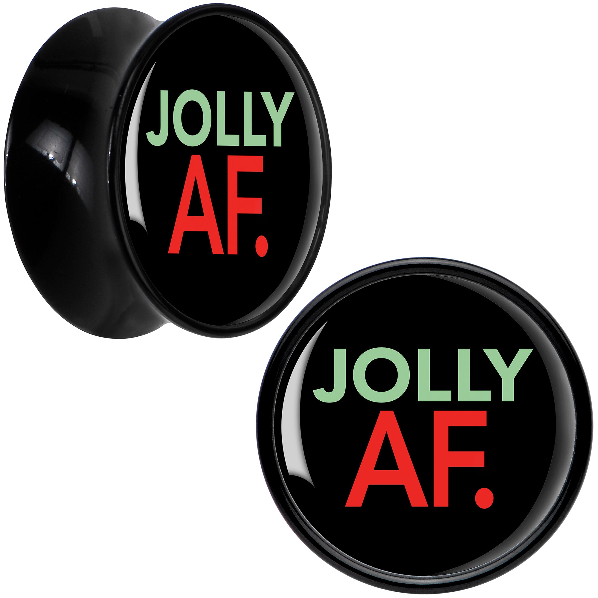 Jolly AF Festive Holiday Christmas Acrylic Saddle Plug Set