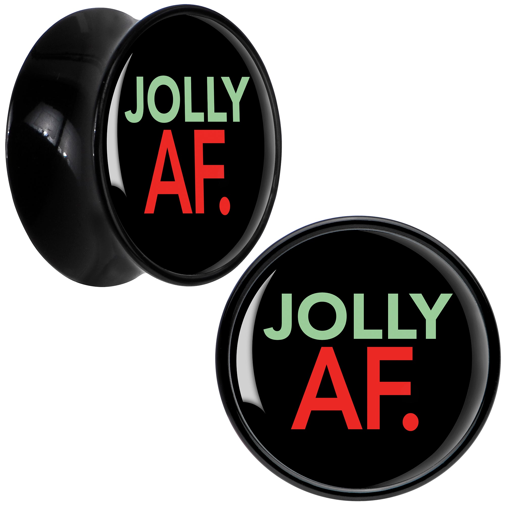 Jolly AF Festive Holiday Christmas Acrylic Saddle Plug Set