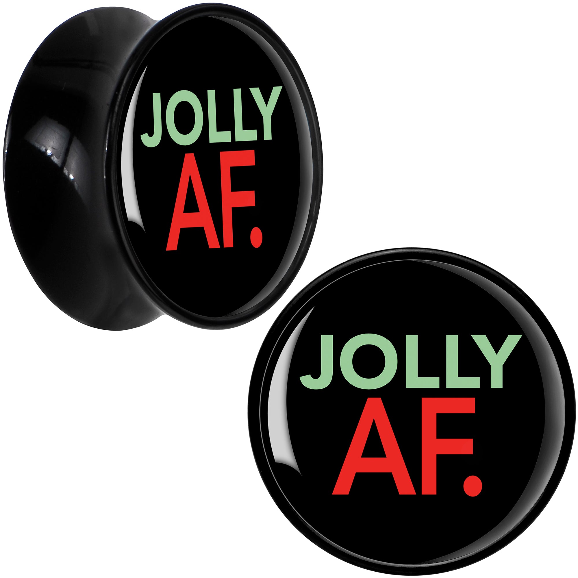 Jolly AF Festive Holiday Christmas Acrylic Saddle Plug Set