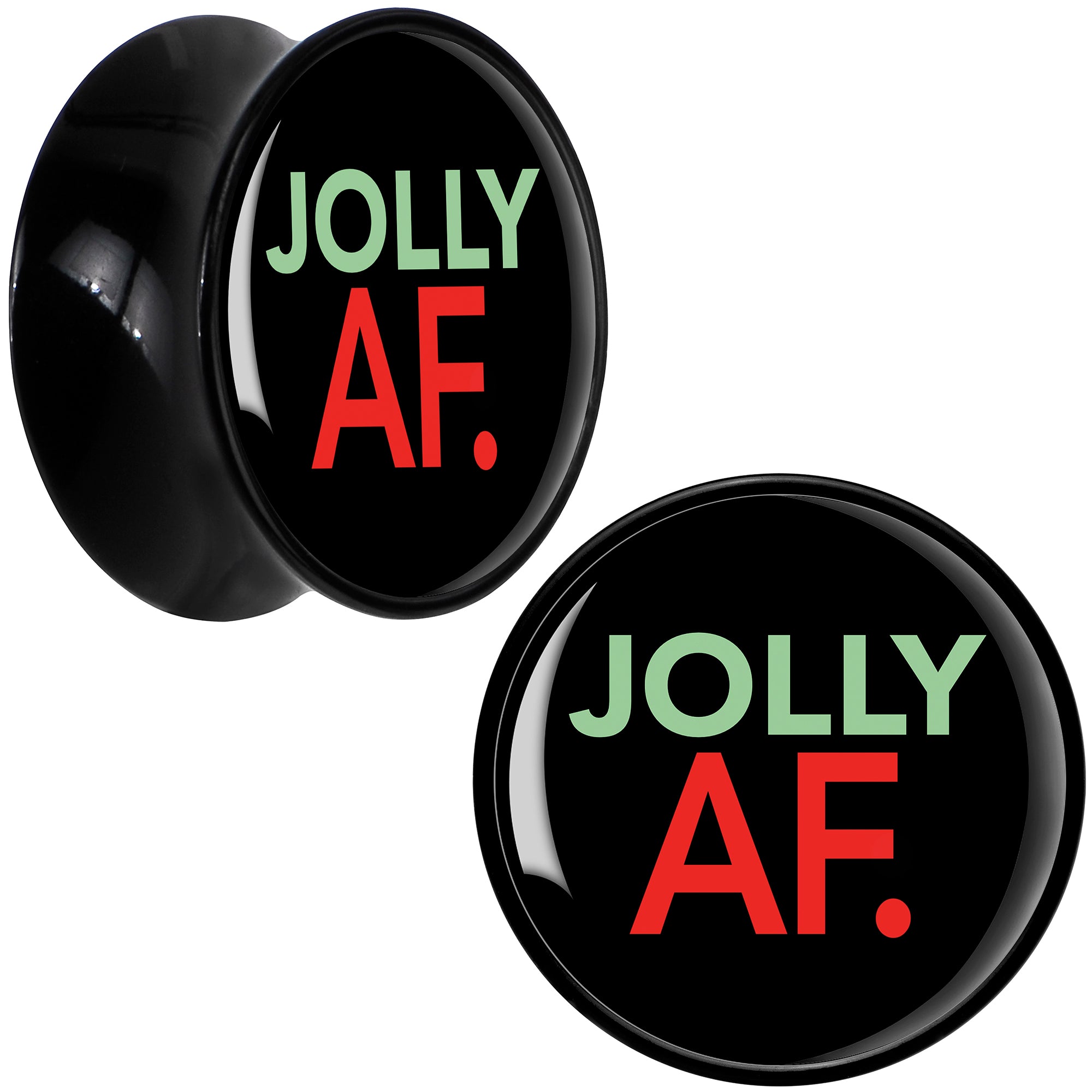 Jolly AF Festive Holiday Christmas Acrylic Saddle Plug Set