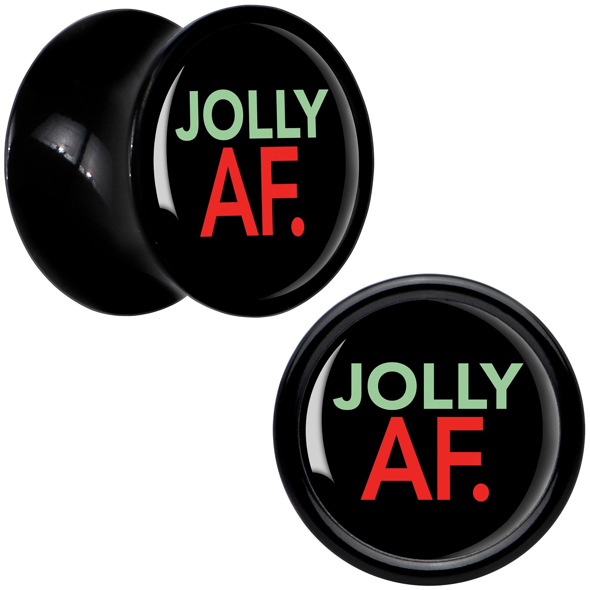 Jolly AF Festive Holiday Christmas Acrylic Saddle Plug Set