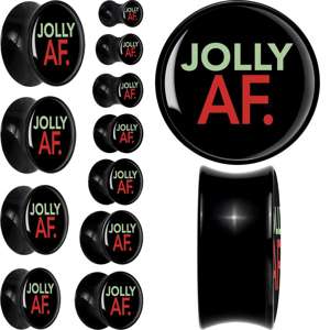 Jolly AF Festive Holiday Christmas Acrylic Saddle Plug Set