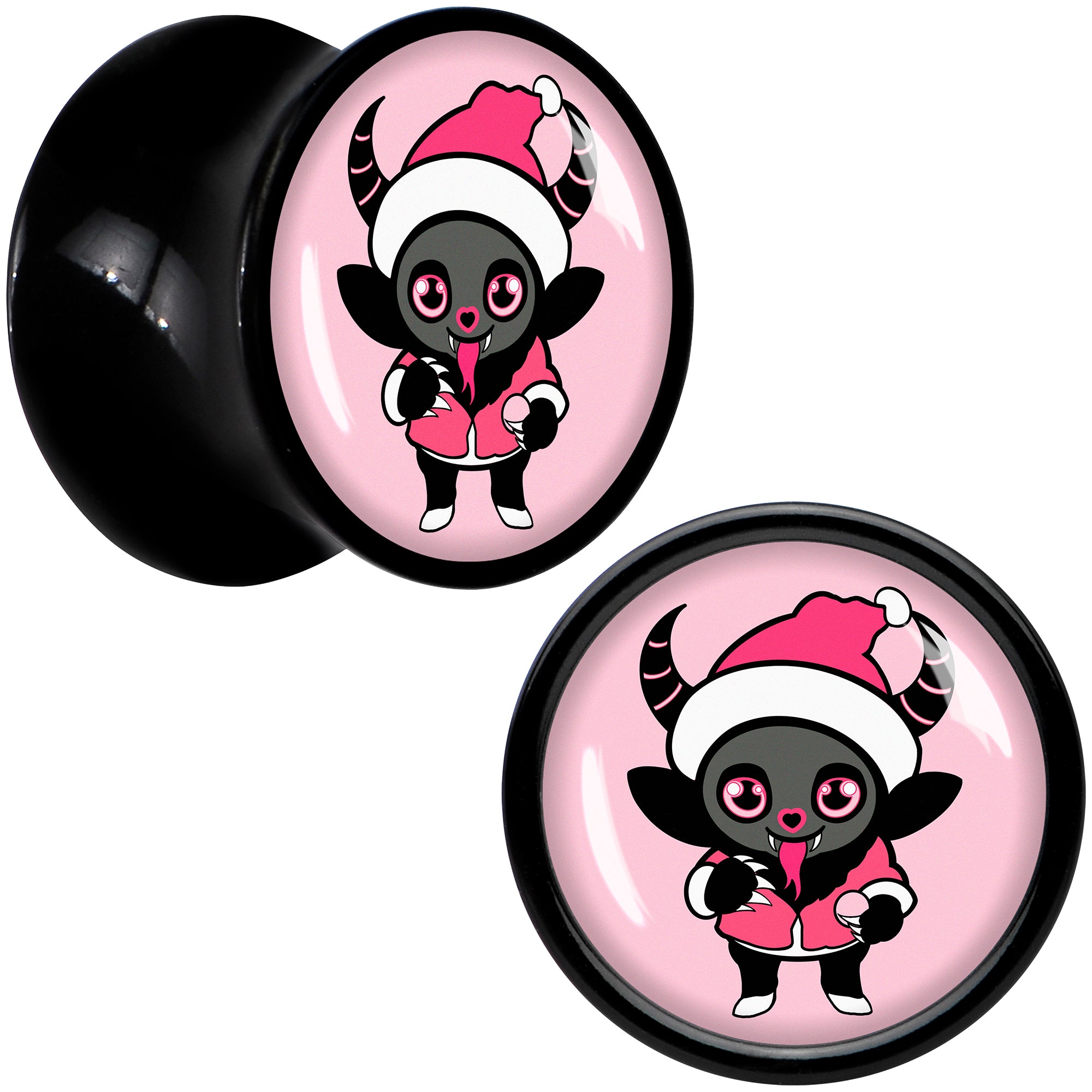 Krampus Cutie Christmas Holiday Black Acrylic Saddle Plug Set