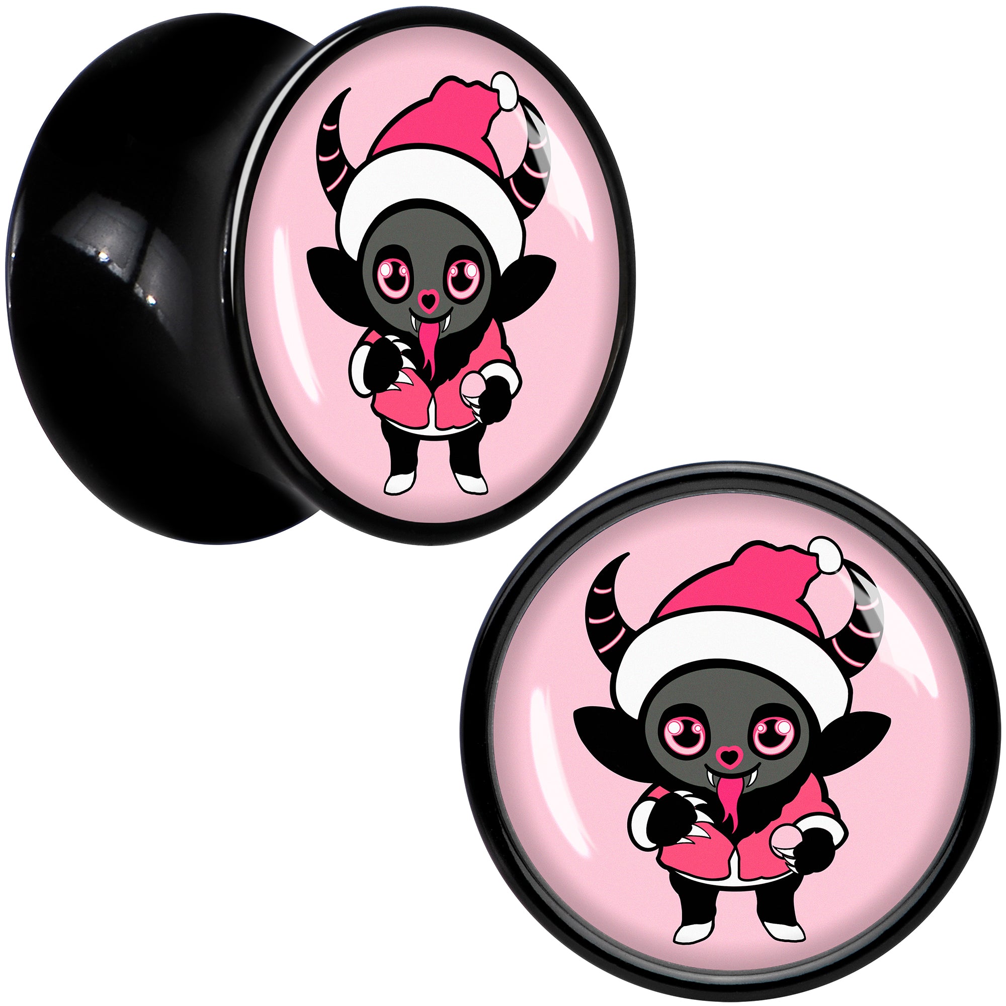 Krampus Cutie Christmas Holiday Black Acrylic Saddle Plug Set