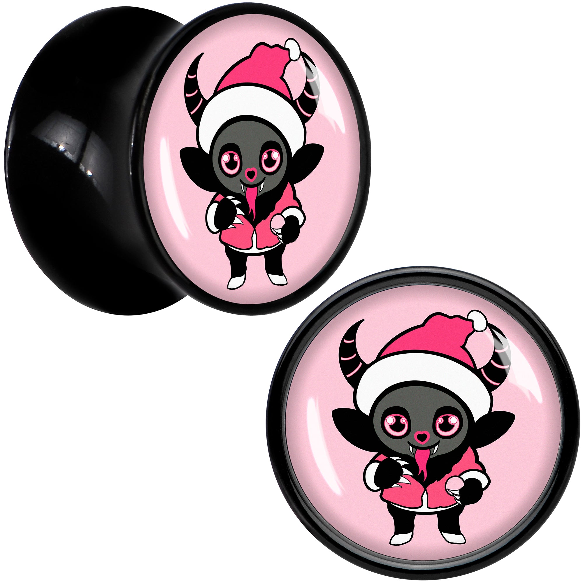 Krampus Cutie Christmas Holiday Black Acrylic Saddle Plug Set