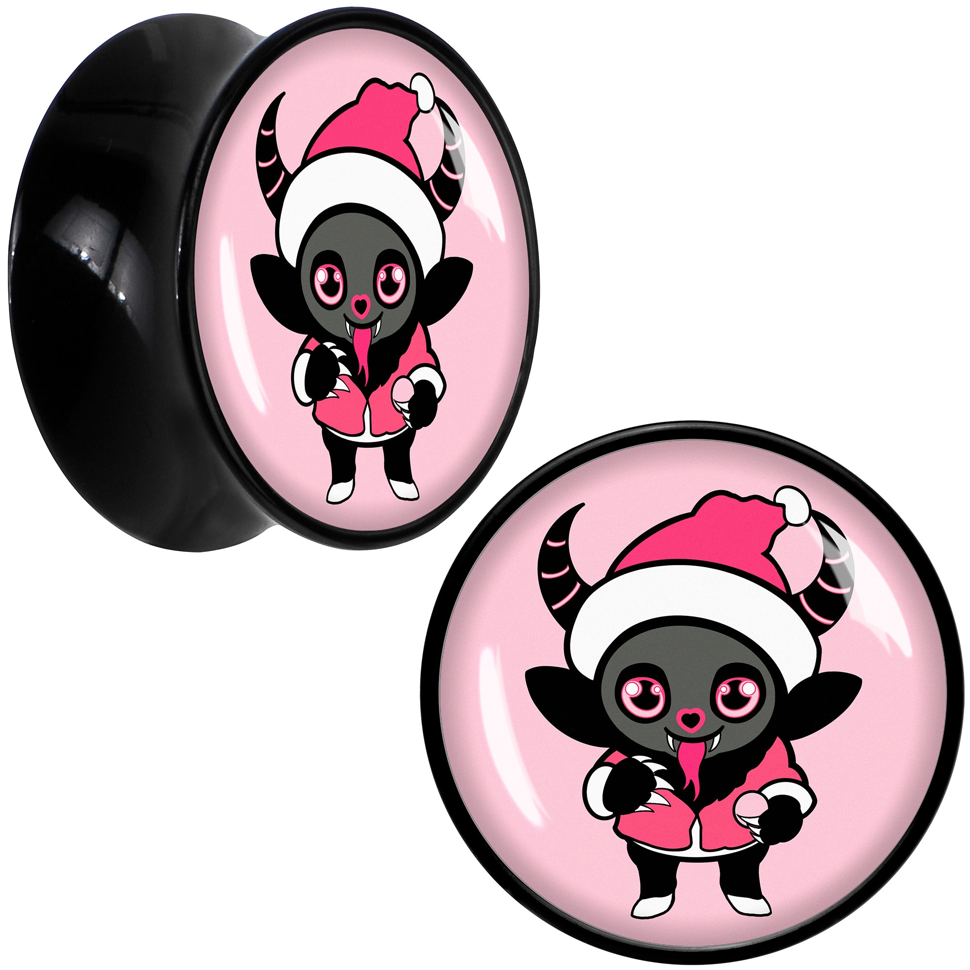 Krampus Cutie Christmas Holiday Black Acrylic Saddle Plug Set