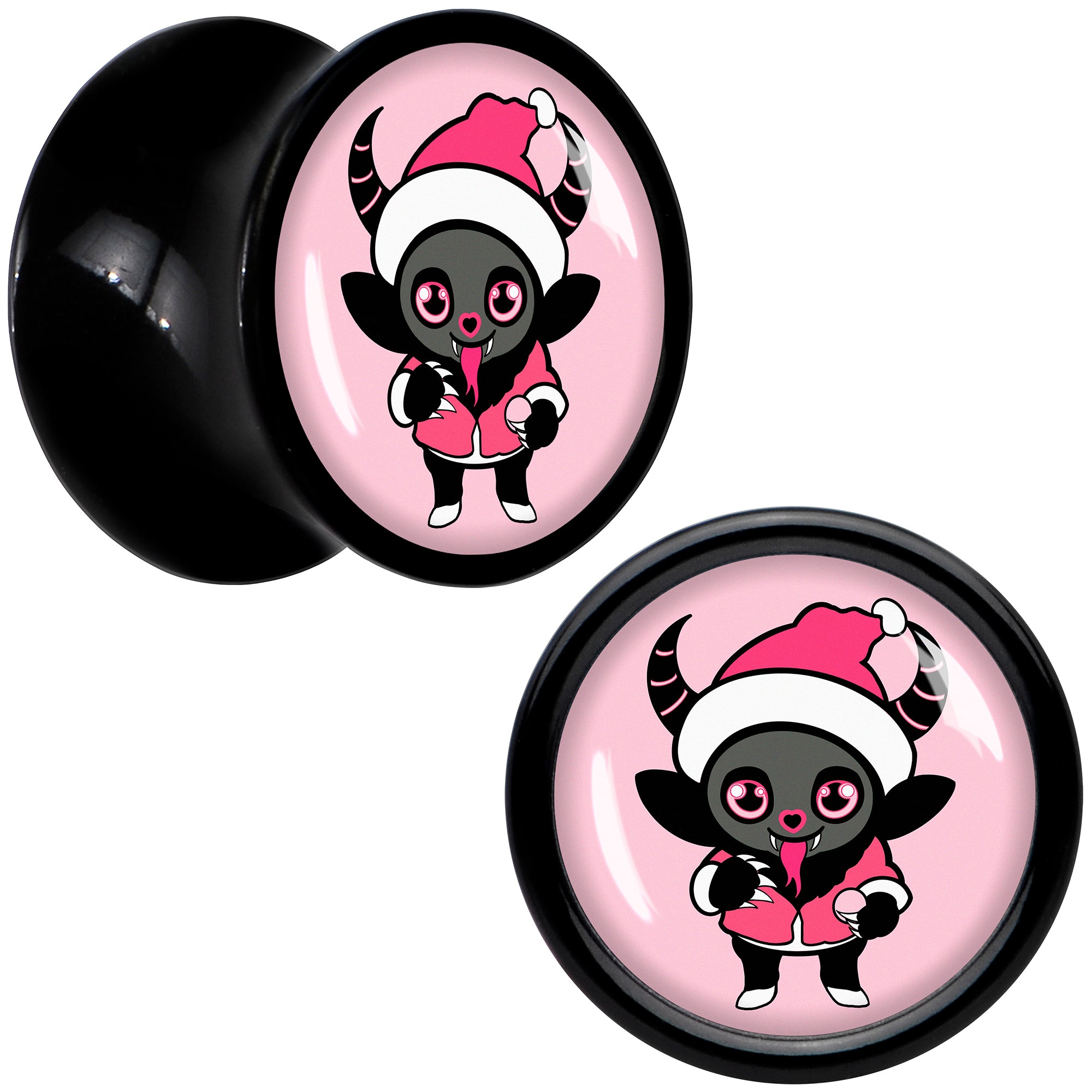 Krampus Cutie Christmas Holiday Black Acrylic Saddle Plug Set