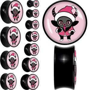 Krampus Cutie Christmas Holiday Black Acrylic Saddle Plug Set