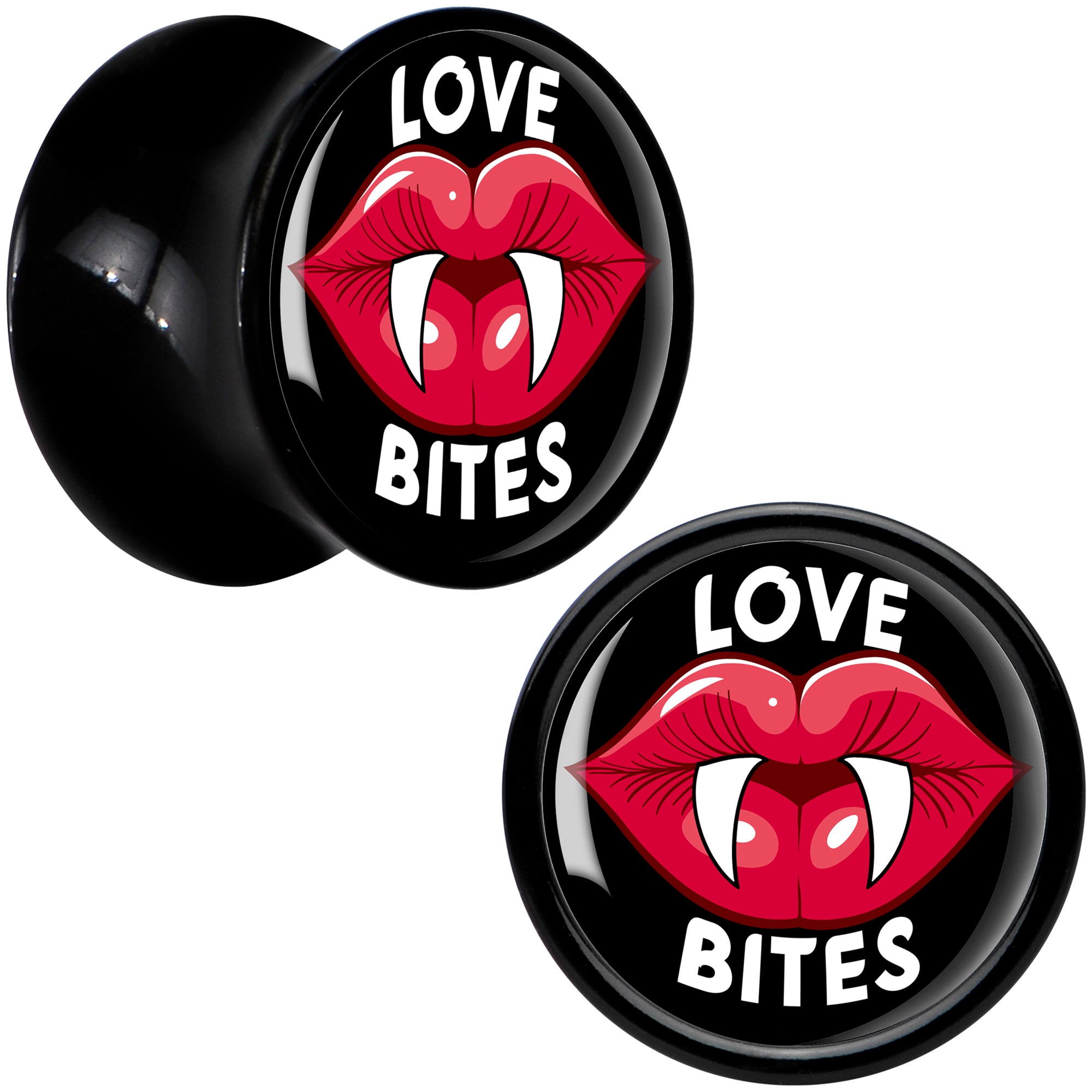 Valentine Love Bites Black Acrylic Saddle Plug Set