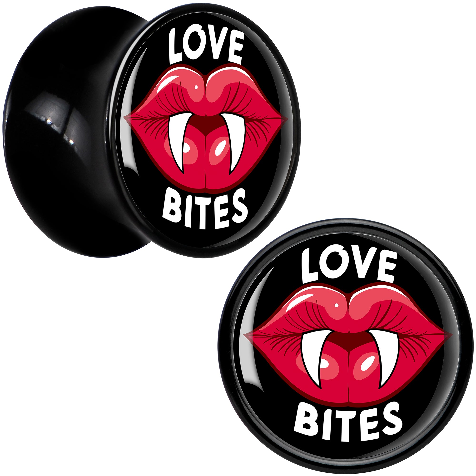 Valentine Love Bites Black Acrylic Saddle Plug Set