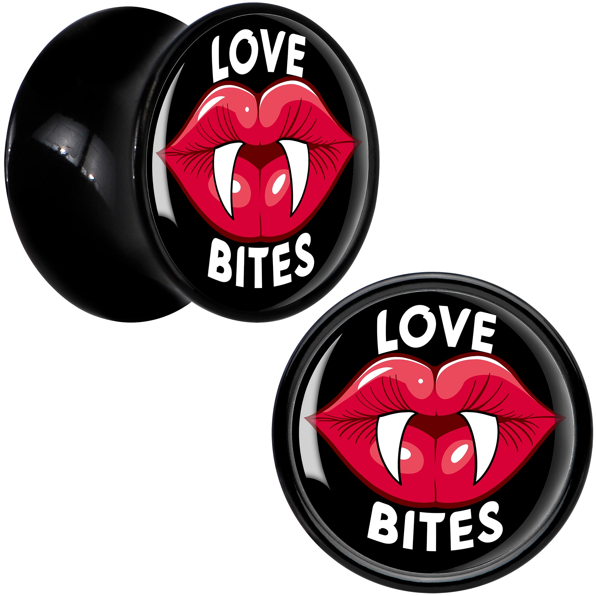 Valentine Love Bites Black Acrylic Saddle Plug Set