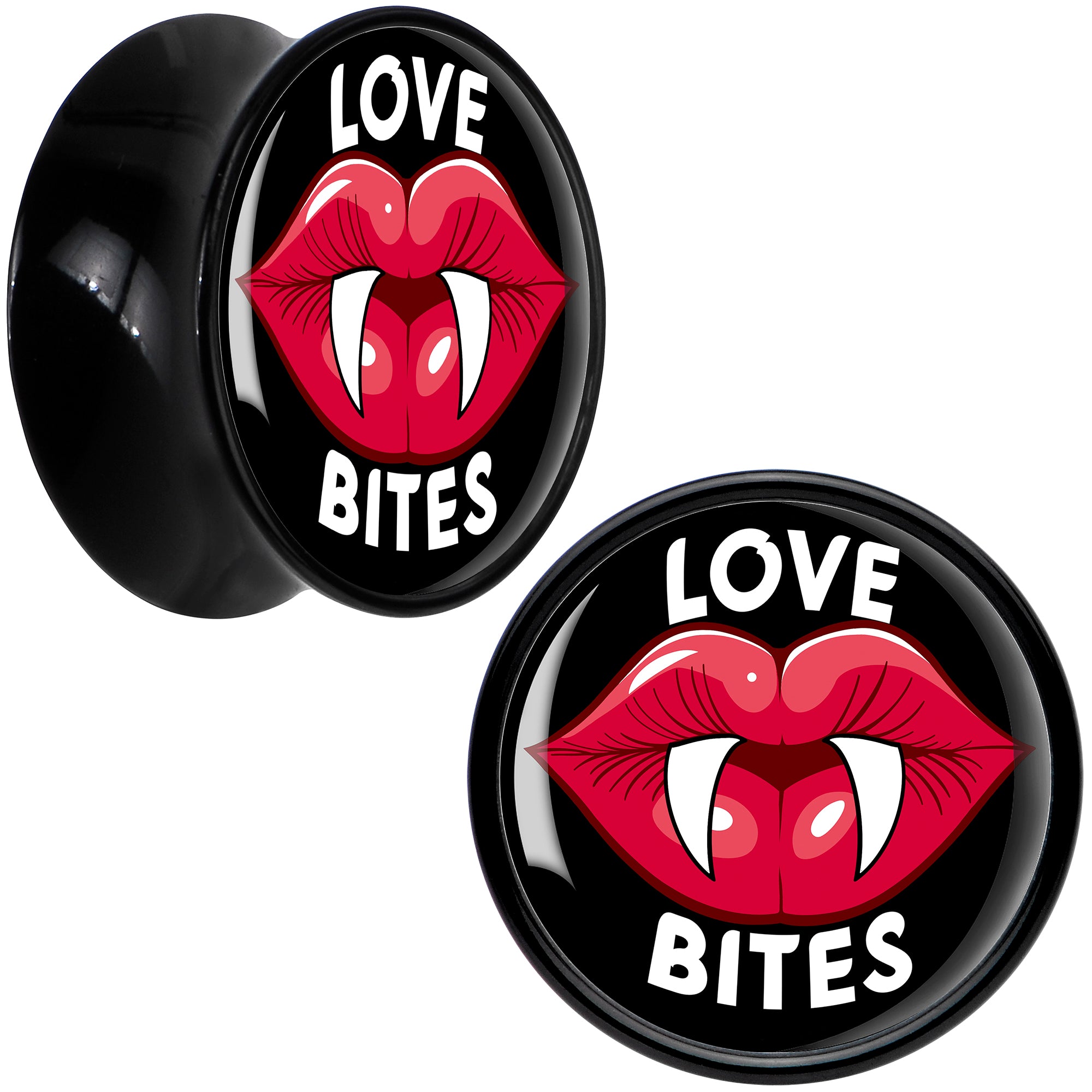 Valentine Love Bites Black Acrylic Saddle Plug Set