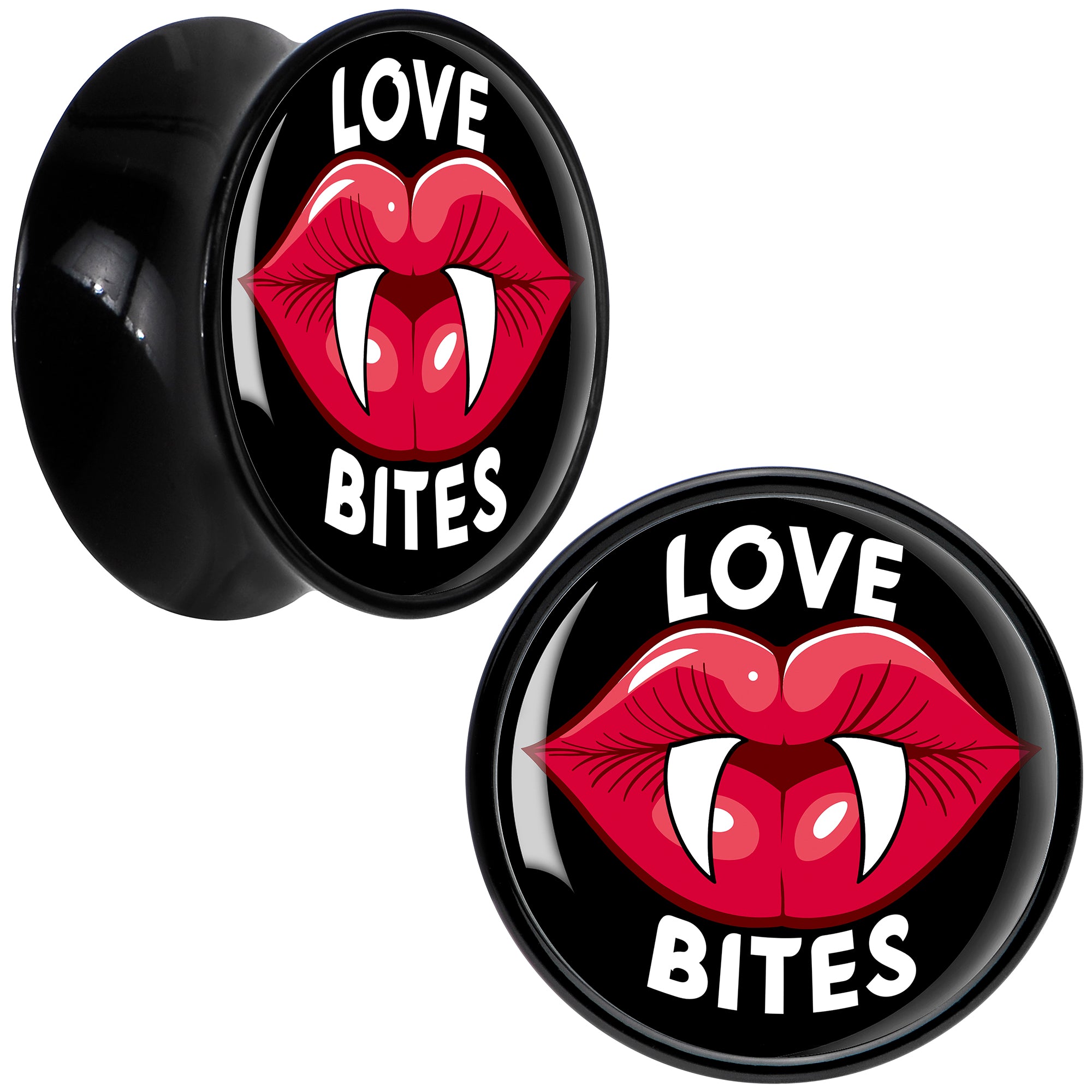 Valentine Love Bites Black Acrylic Saddle Plug Set