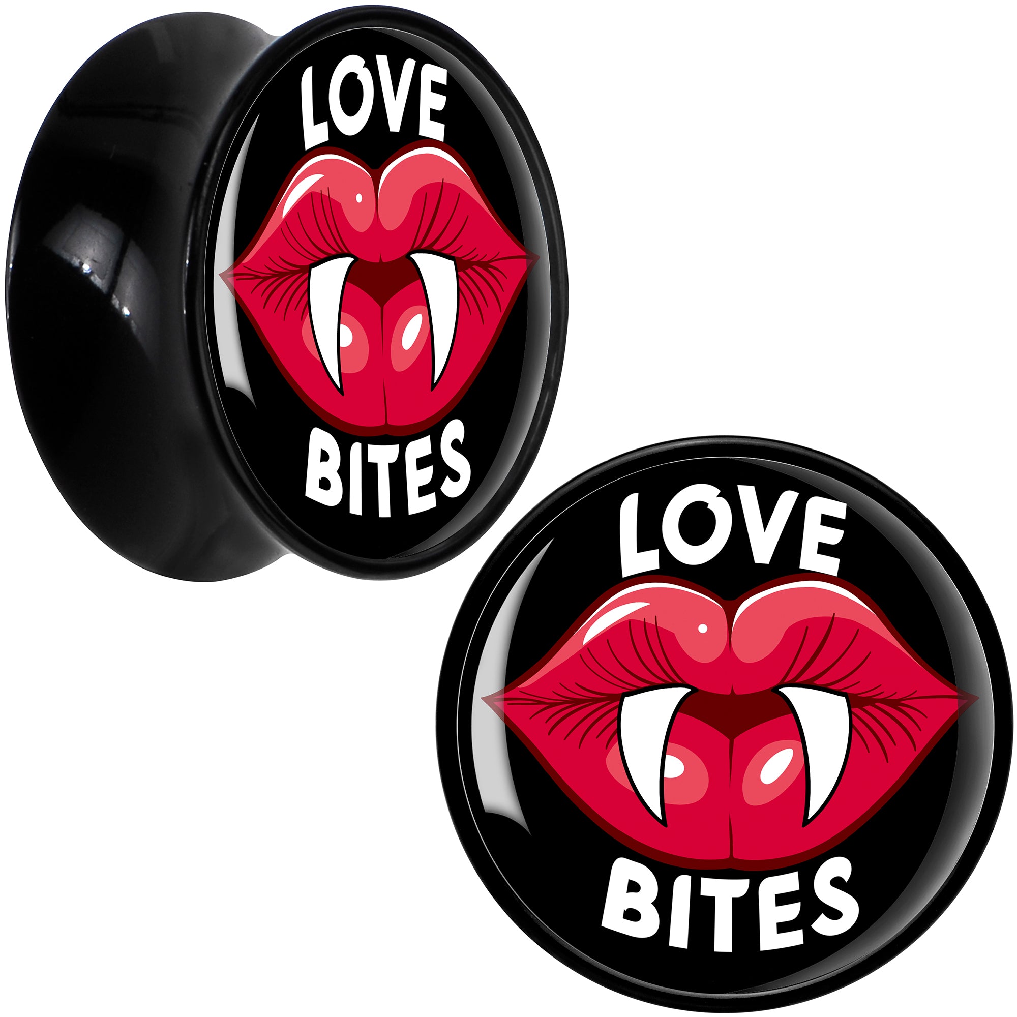 Valentine Love Bites Black Acrylic Saddle Plug Set