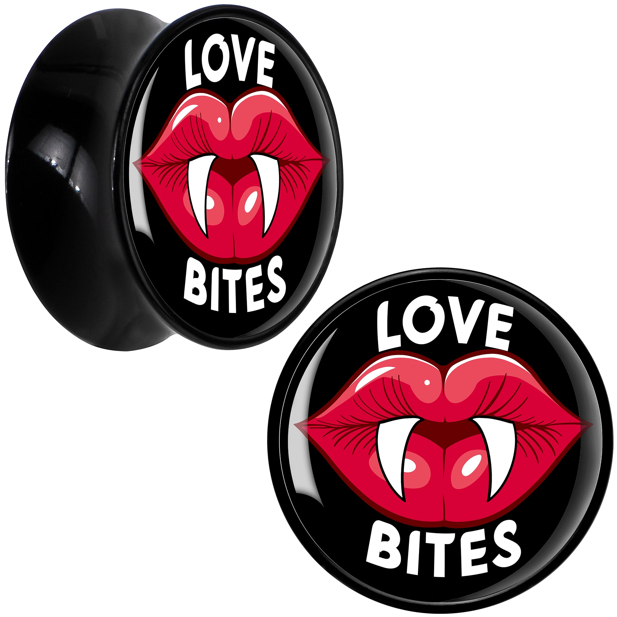 Valentine Love Bites Black Acrylic Saddle Plug Set