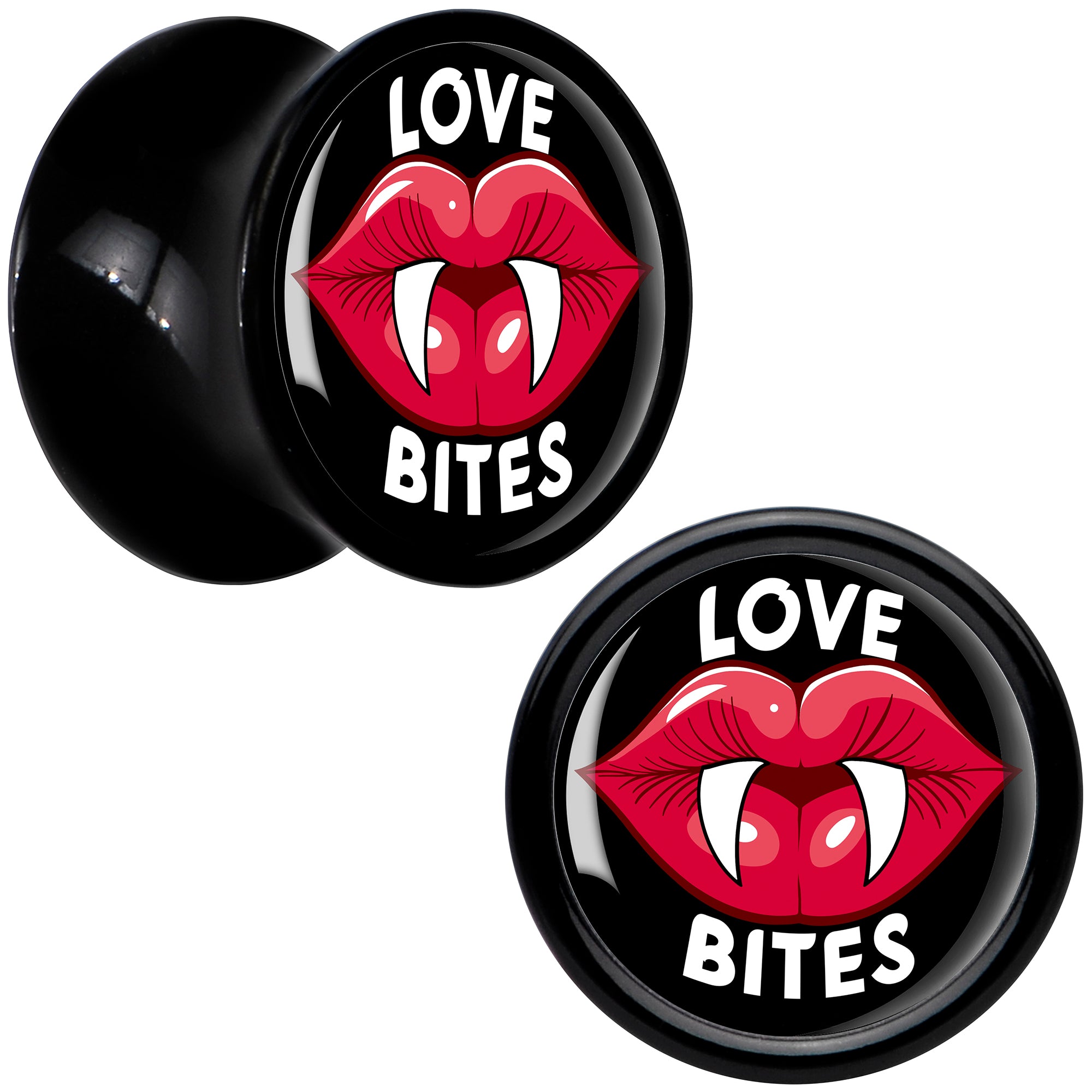 Valentine Love Bites Black Acrylic Saddle Plug Set