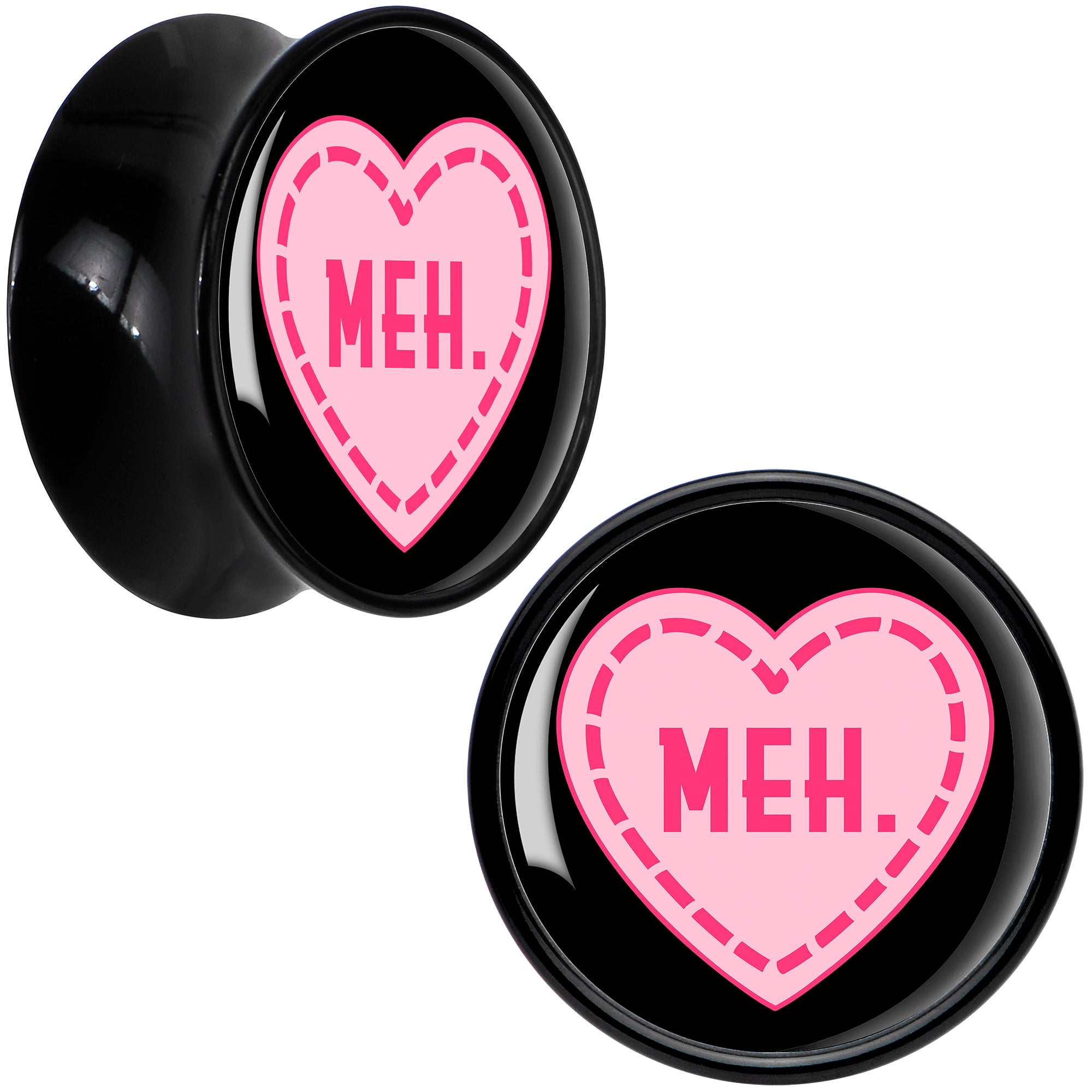 MEH Heart Black Acrylic Saddle Plug Set