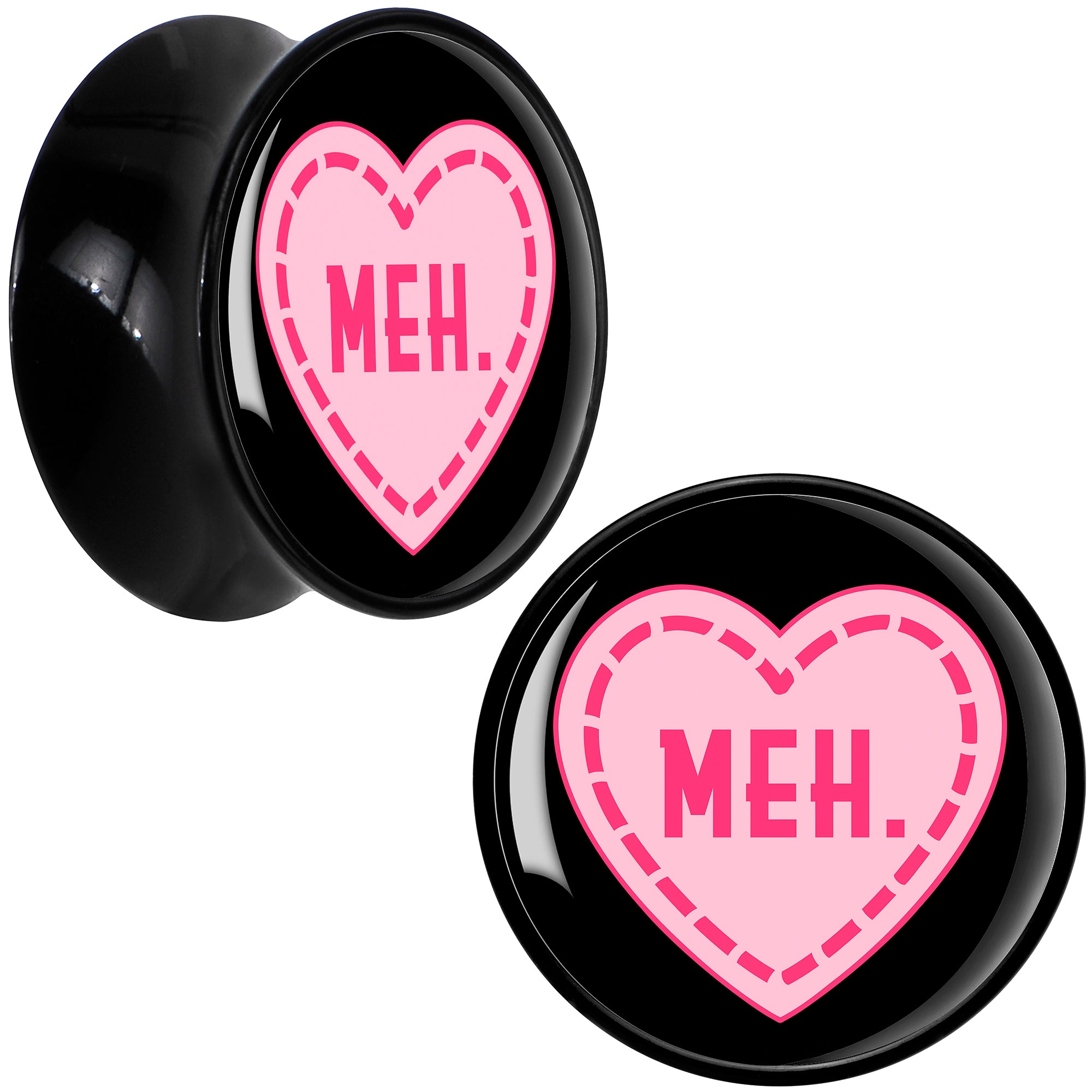 MEH Heart Black Acrylic Saddle Plug Set