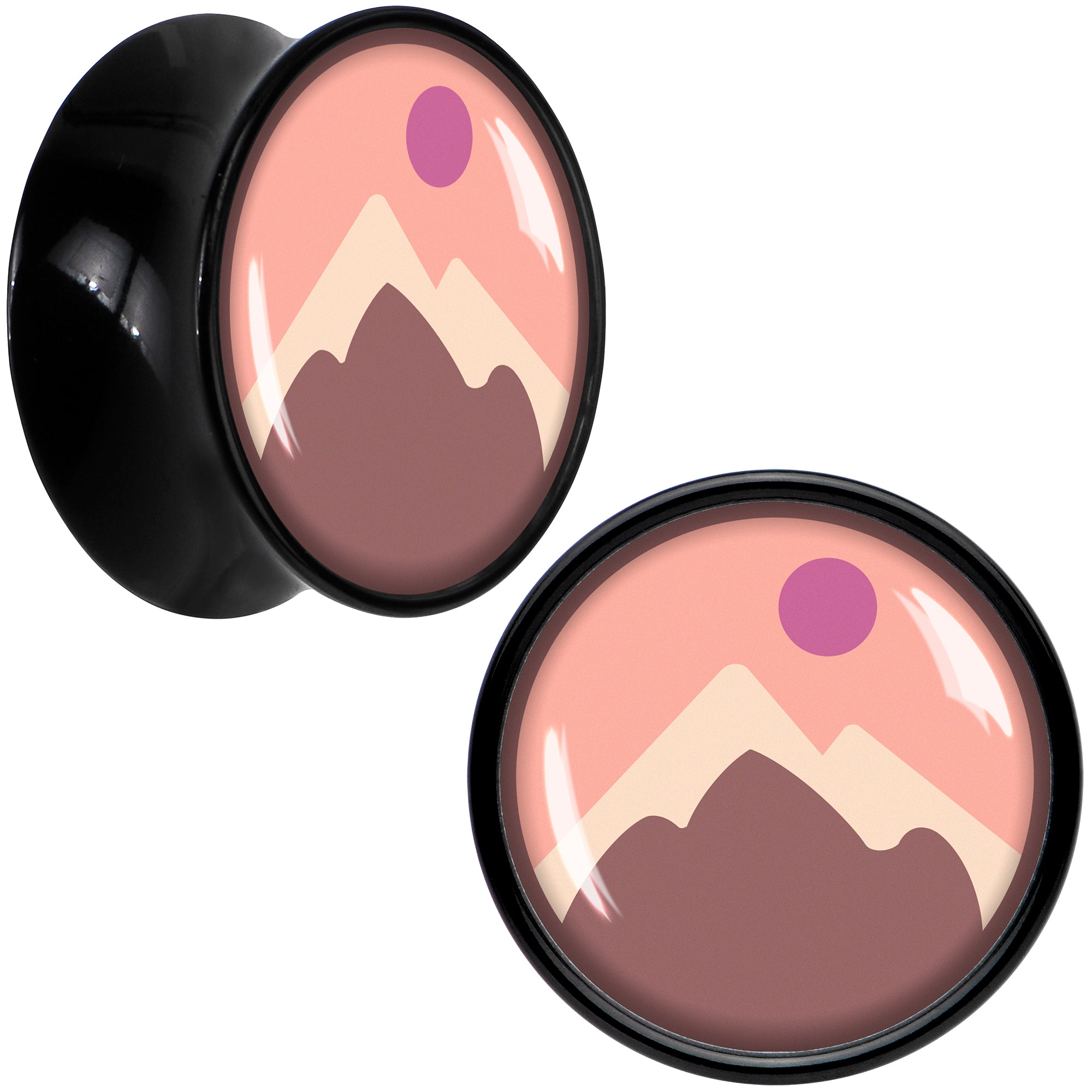 Mountain Sunrise Black Acrylic Saddle Plug Set