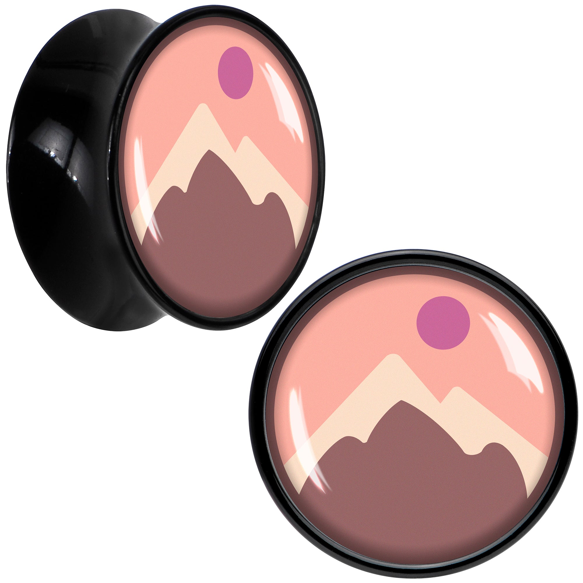 Mountain Sunrise Black Acrylic Saddle Plug Set