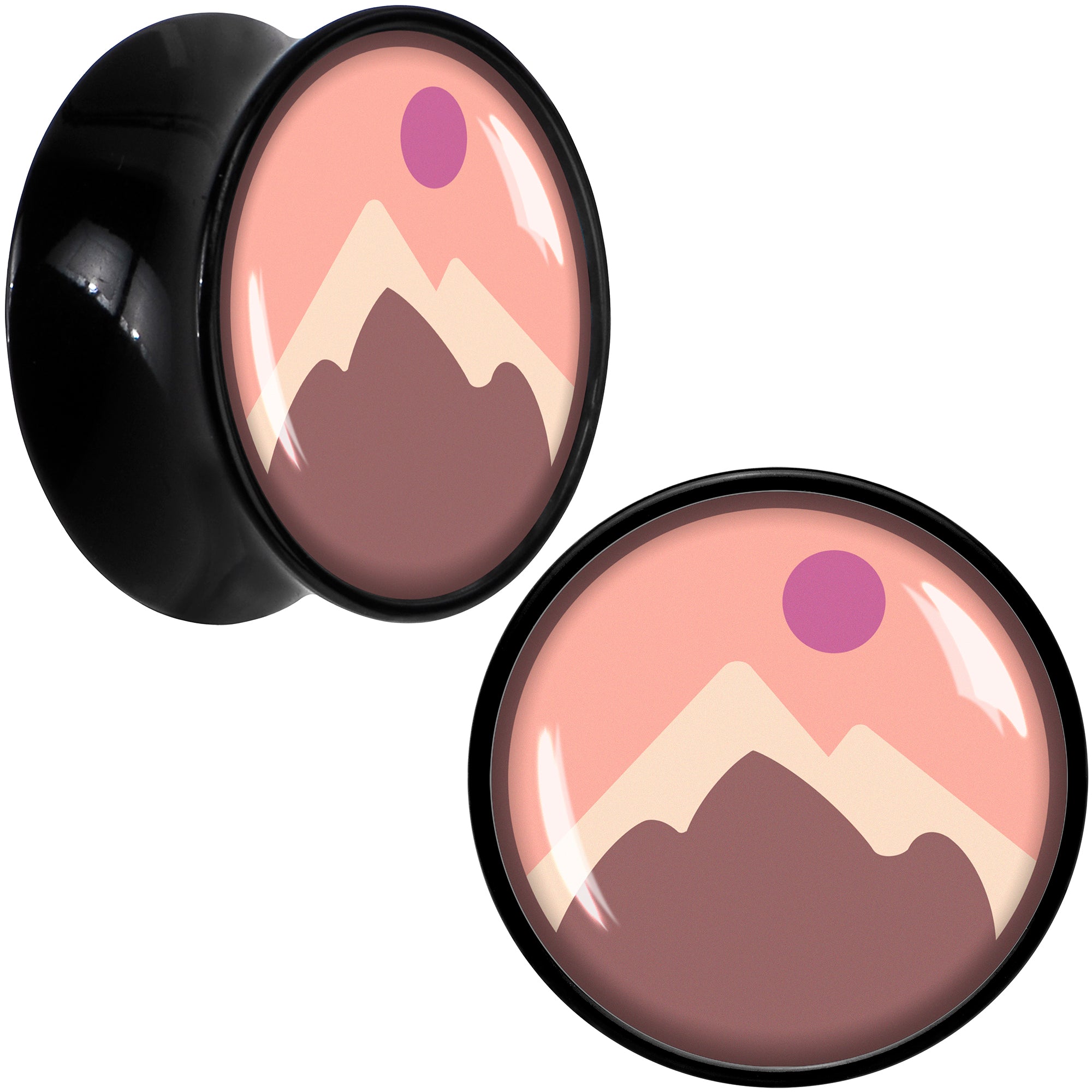 Mountain Sunrise Black Acrylic Saddle Plug Set