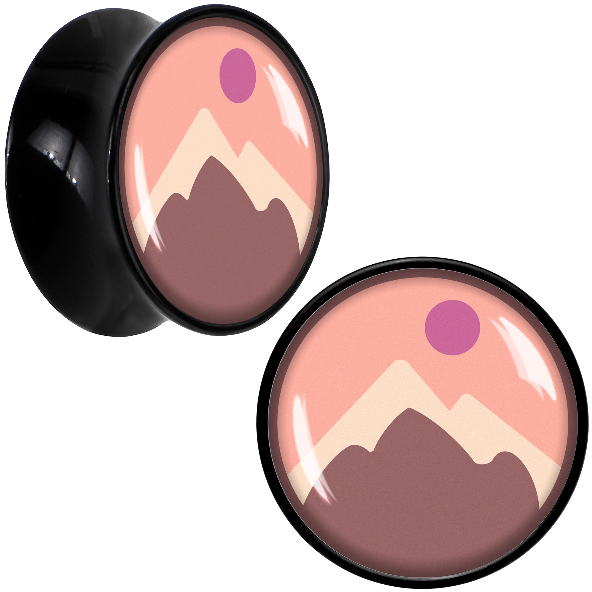 Mountain Sunrise Black Acrylic Saddle Plug Set