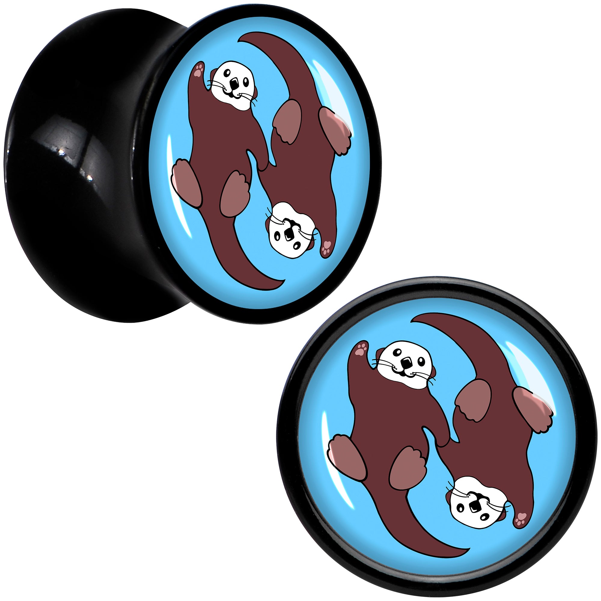 Oh My Otters Animal Black Acrylic Saddle Plug Set