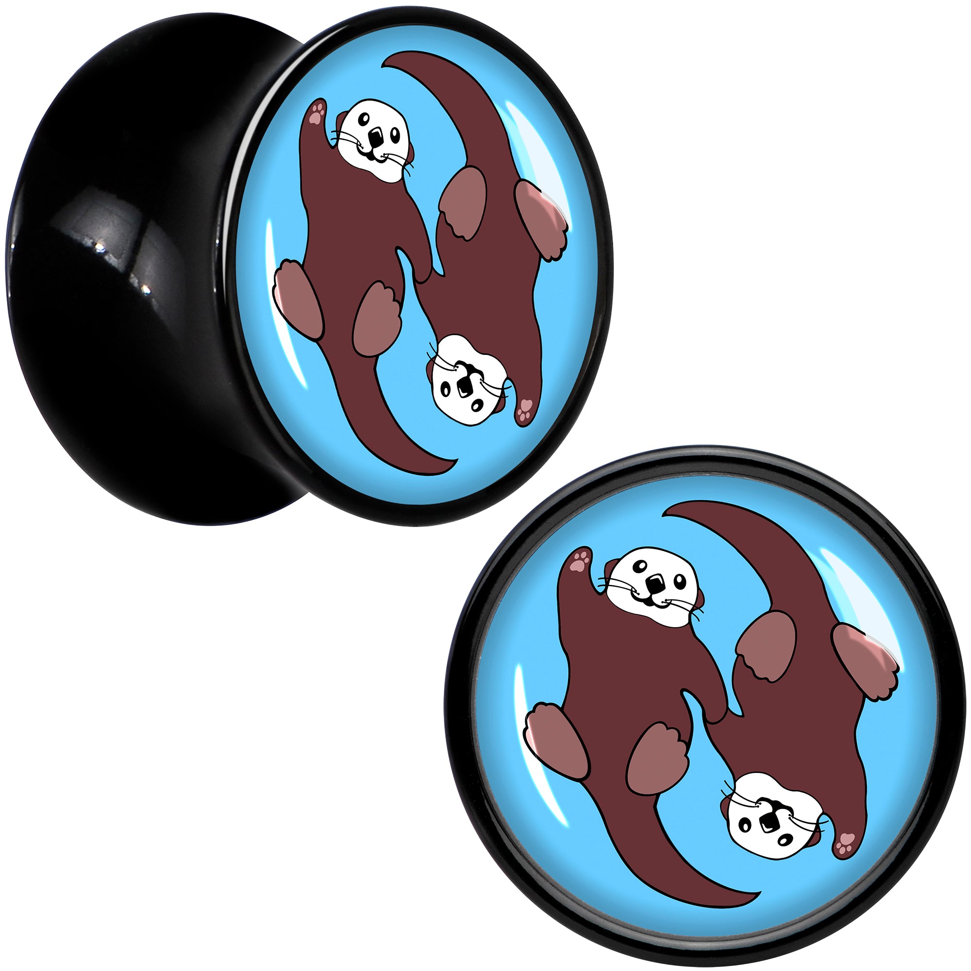 Oh My Otters Animal Black Acrylic Saddle Plug Set