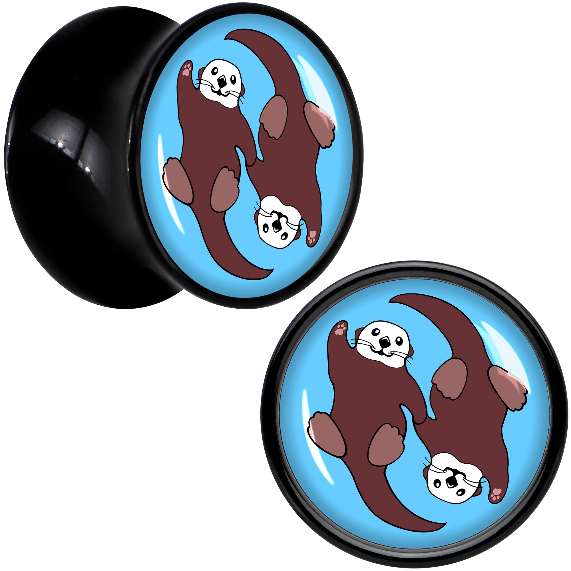 Oh My Otters Animal Black Acrylic Saddle Plug Set