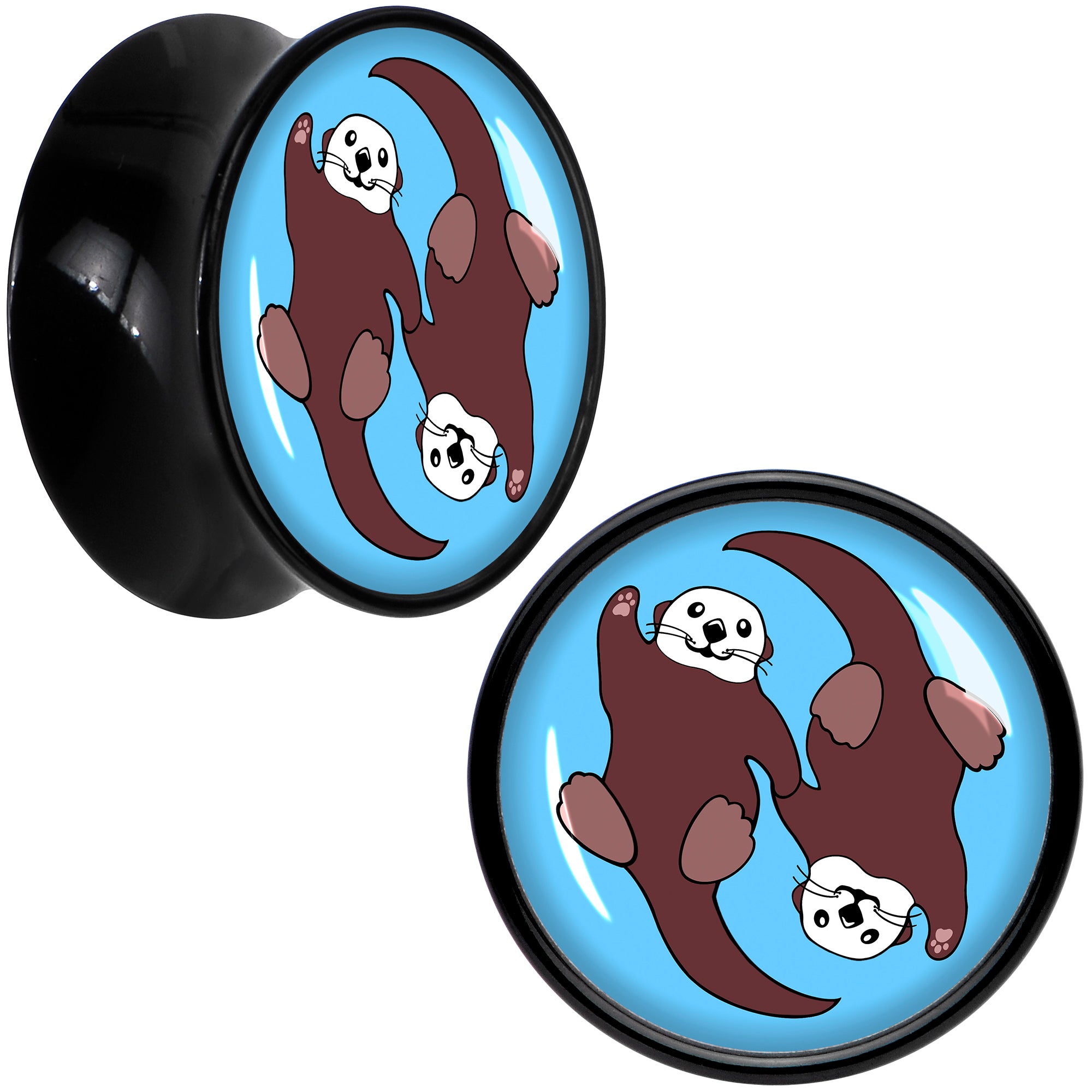 Oh My Otters Animal Black Acrylic Saddle Plug Set